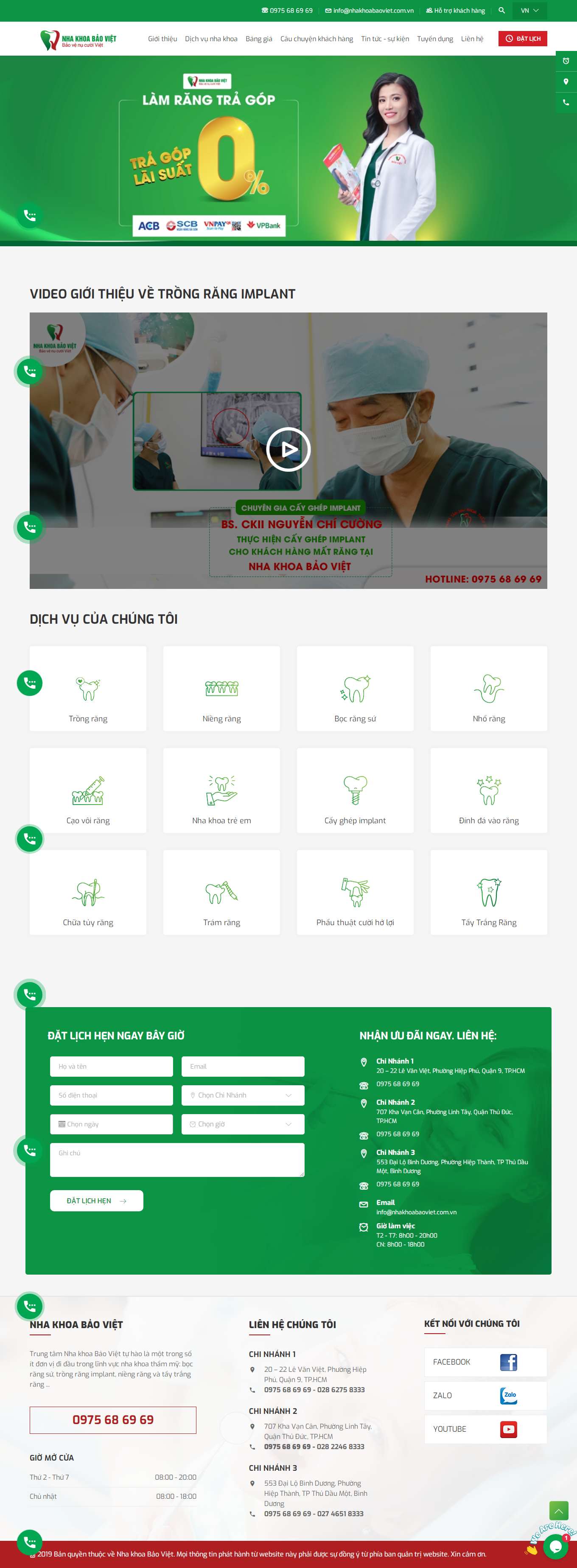 Thiết kế Web phòng khám nha khoa nhakhoabaoviet.com.vn