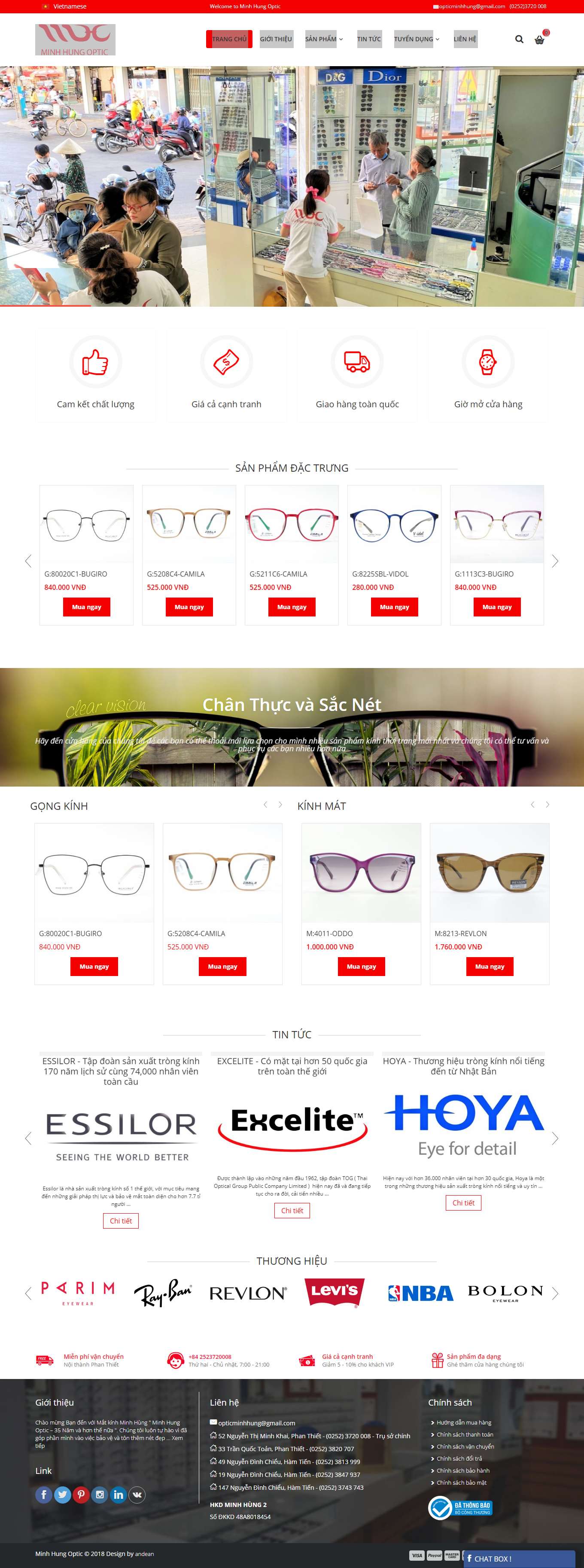 Thiết kế Web kính mắt thời trang, cao cấp minhhungoptic.vn