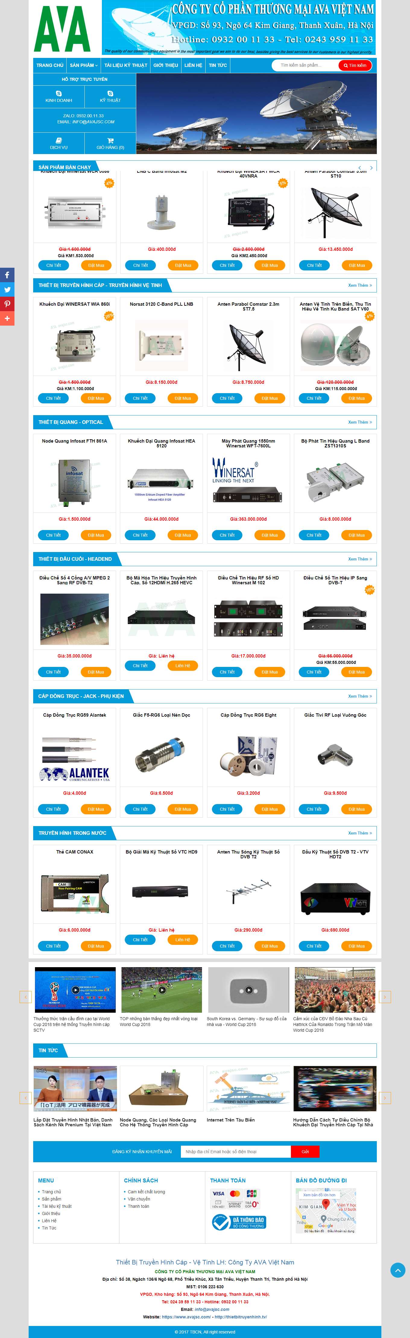 Thiết kế Web bán thiết bị nghe nhìn avajsc.com