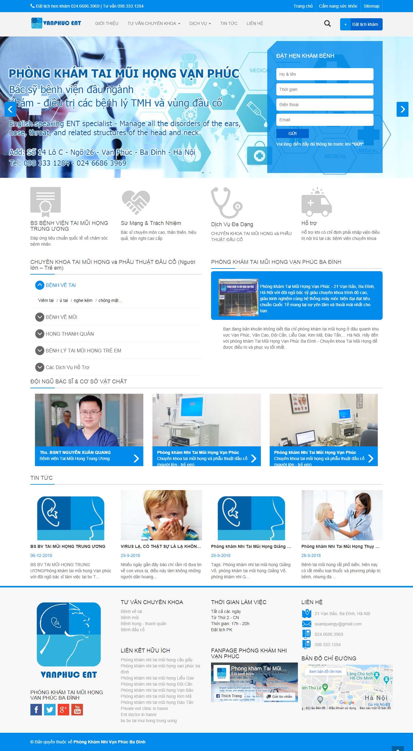 Thiết kế Web phòng khám tai mũi họng taimuihongvanphuc.com