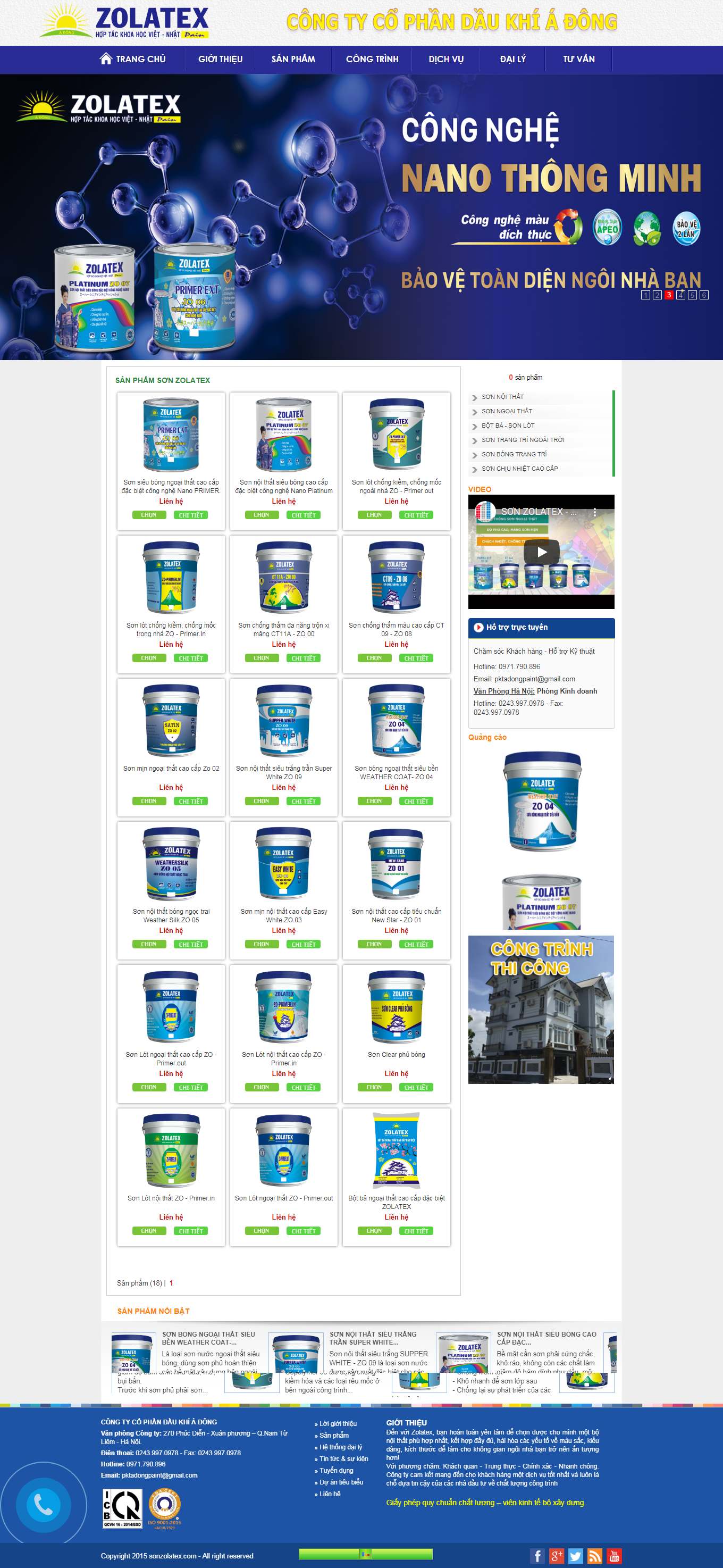 Thiết kế Web bán sơn nước, sơn tĩnh điện sonzolatex.com