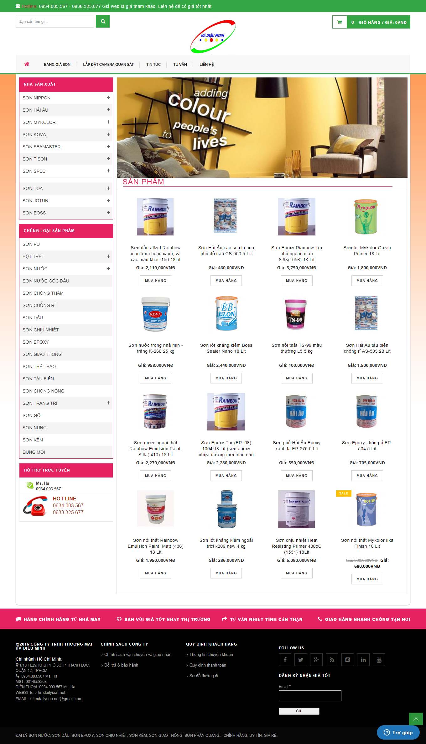 Thiết kế Web bán sơn nước, sơn tĩnh điện timdailyson.net