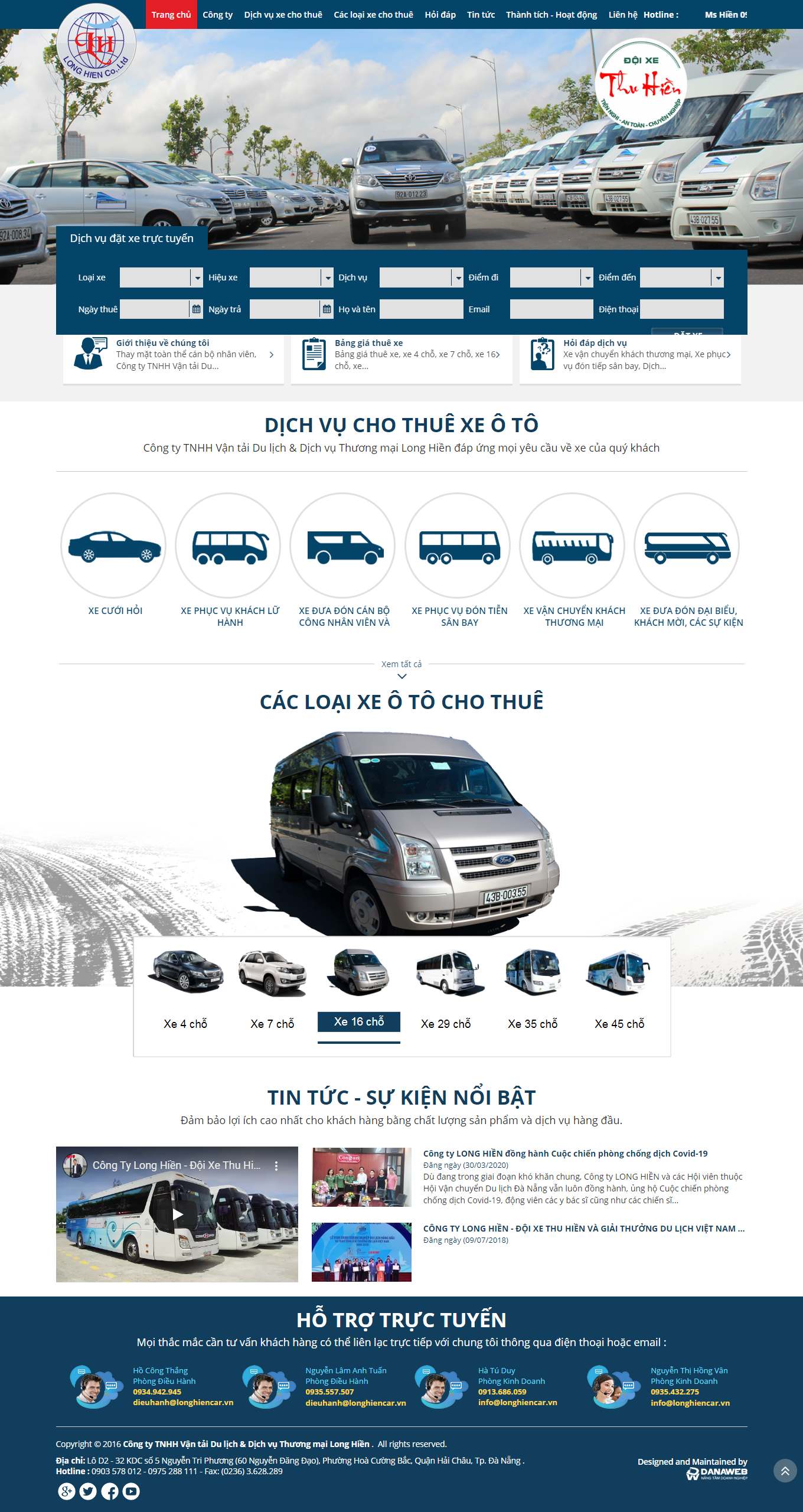 Thiết kế Web cho thuê xe du lịch thuexedanangmientrung.com.vn