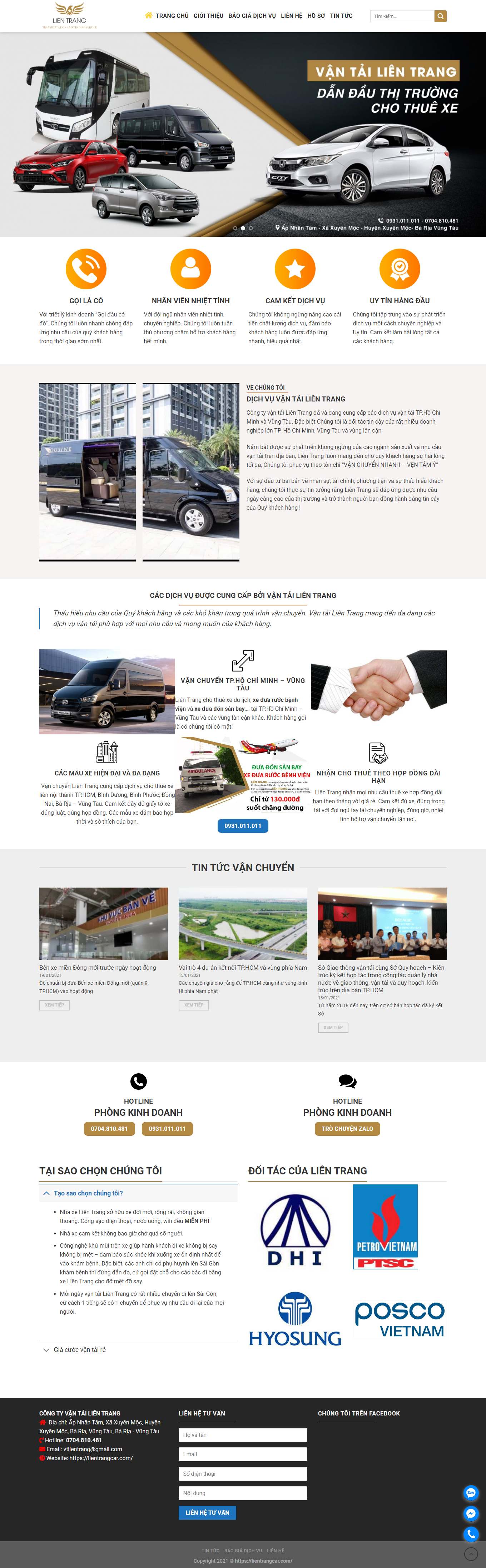 Thiết kế Web cho thuê xe du lịch lientrangcar.com
