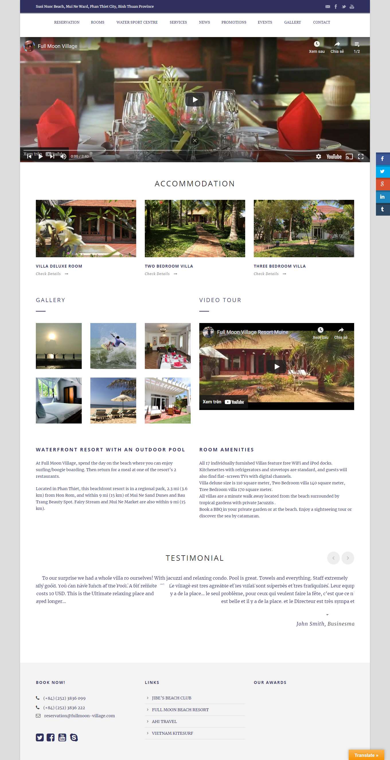 Thiết kế Web biệt thự, nghỉ dưỡng fullmoon-village.com