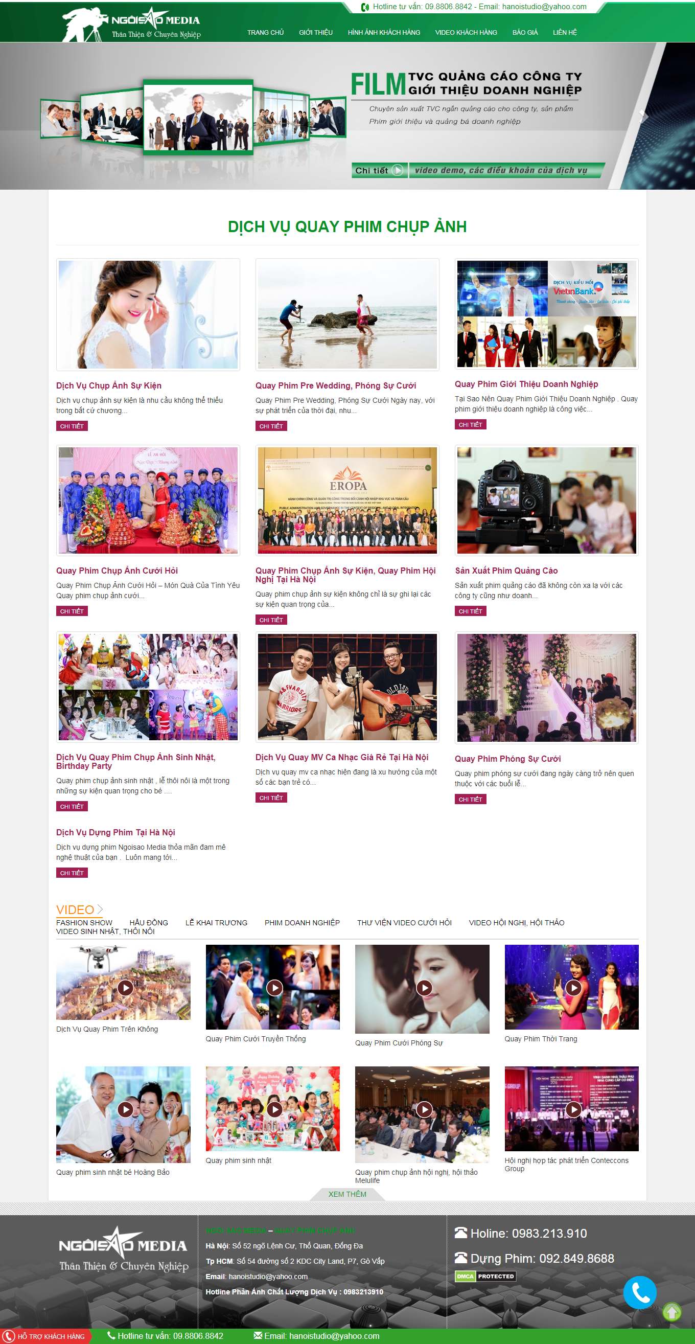 Thiết kế Web dịch vụ quay phim chụp hình ngoisaomedia.com