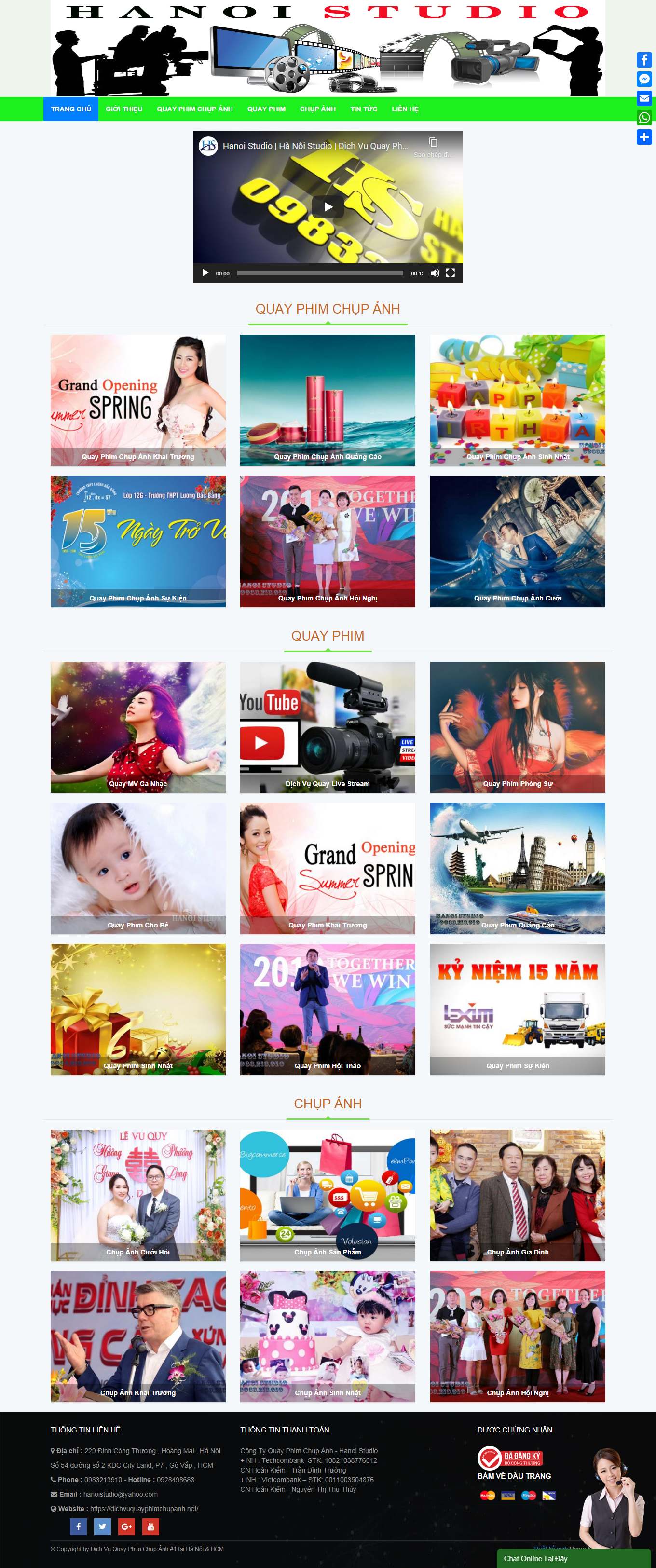 Thiết kế Web dịch vụ quay phim chụp hình dichvuquayphimchupanh.net