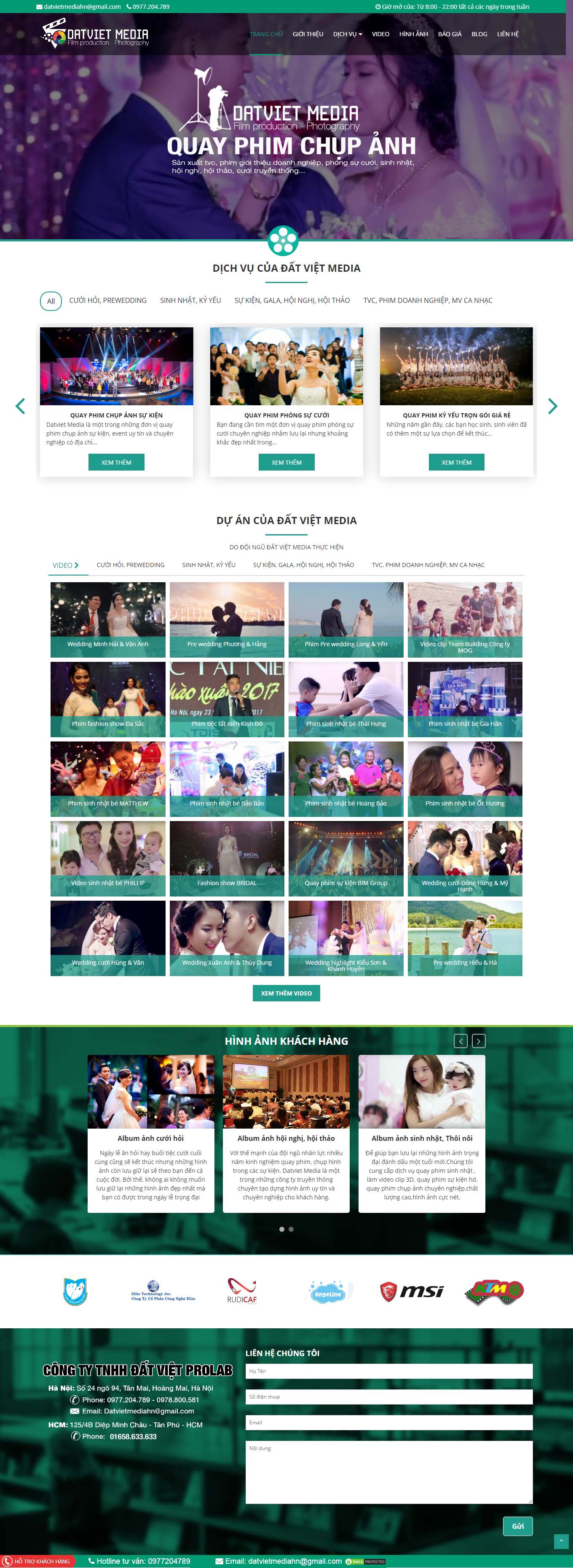 Thiết kế Web dịch vụ quay phim chụp hình datvietmedia.com