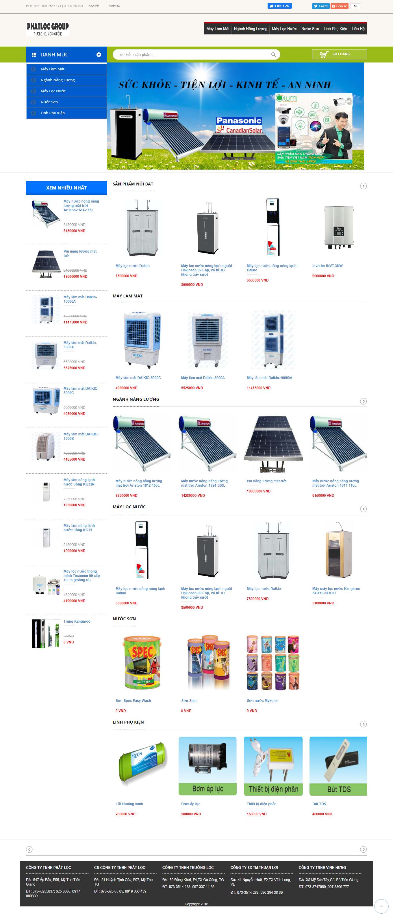 Thiết kế Web bán máy năng lượng mặt trời phatloc.net.vn