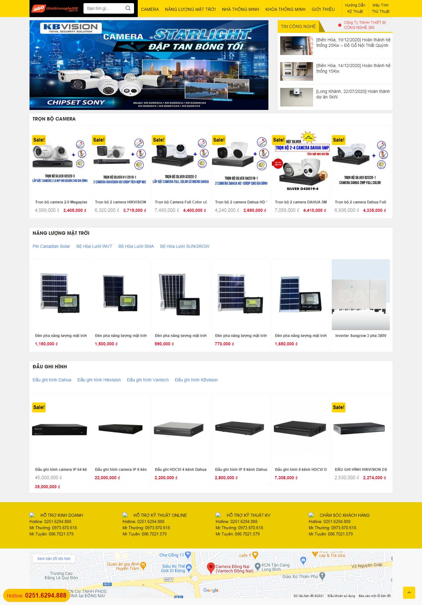 Thiết kế Web bán máy năng lượng mặt trời thietbicongnghe360.com.vn