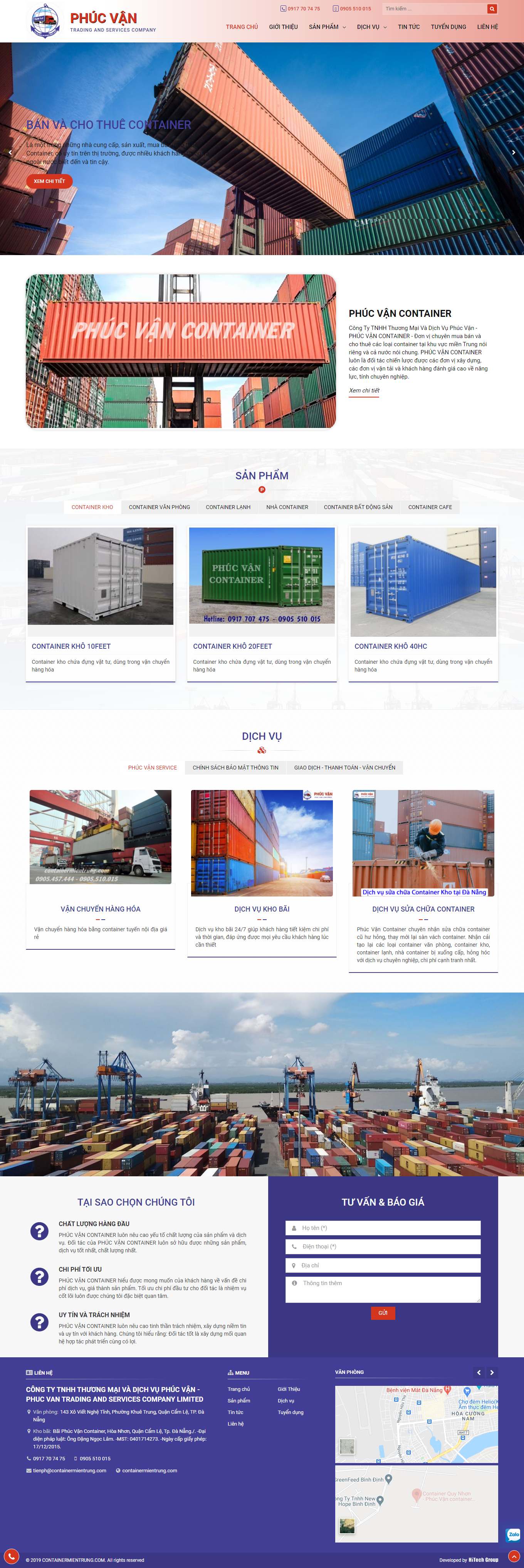 Thiết kế Web mua bán container containermientrung.com