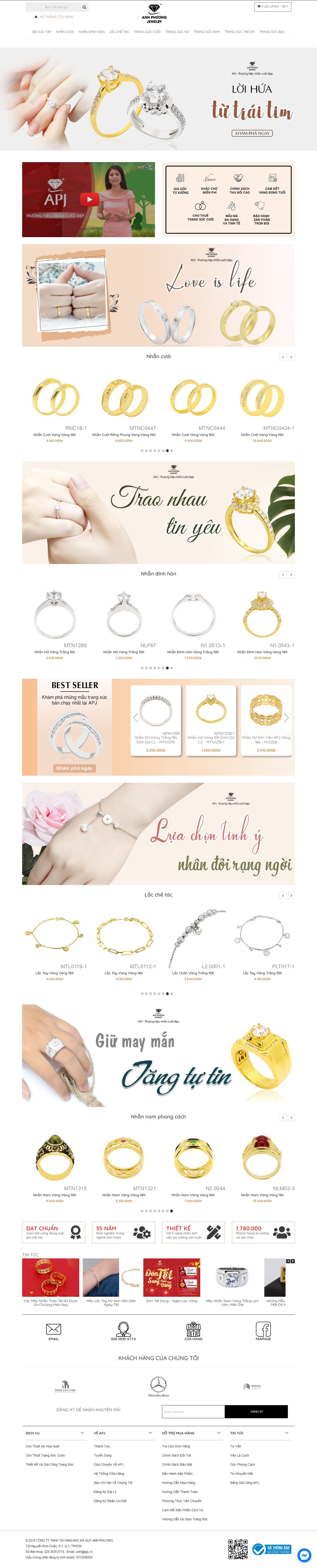 Thiết kế Web tiệm vàng bạc apj.vn