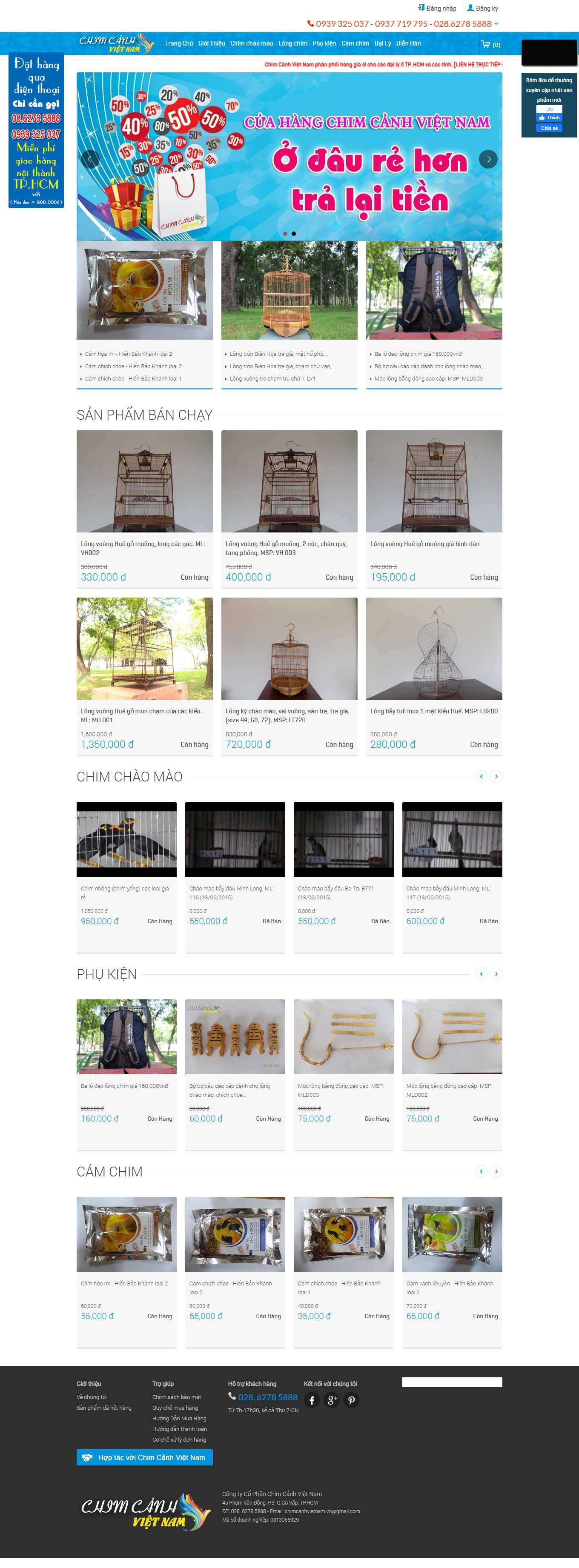 Thiết kế Web bán chim cảnh chimcanhvietnam.vn