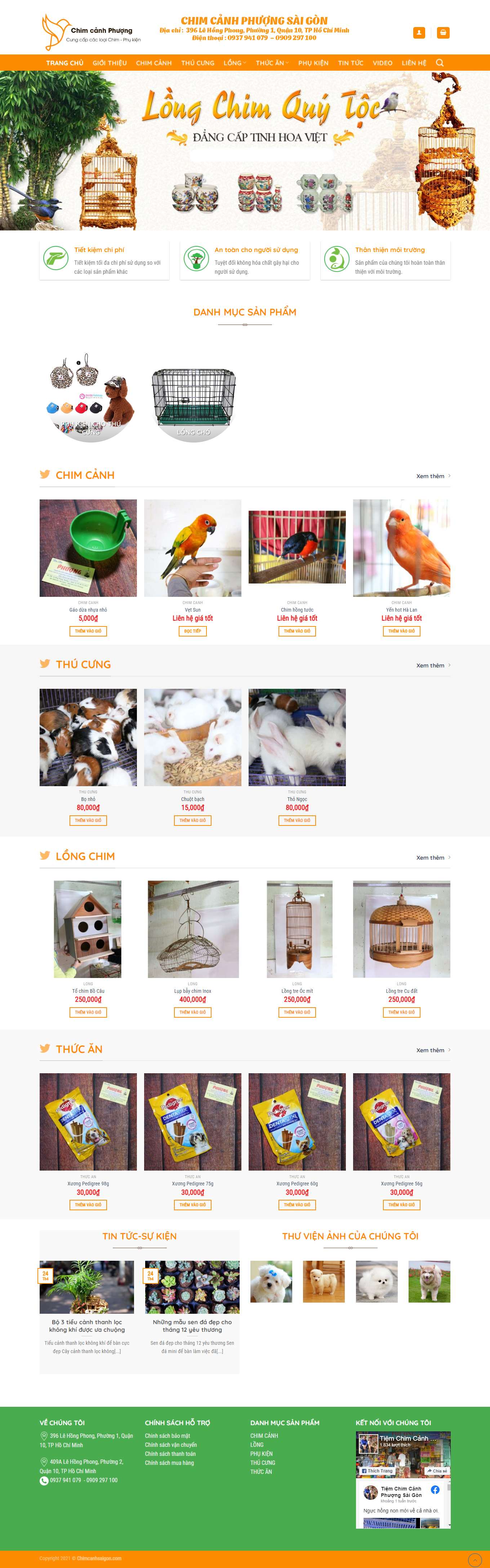 Thiết kế Web bán chim cảnh chimcanhsaigon.com
