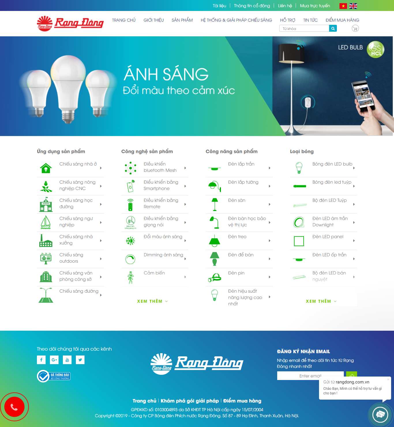 Thiết kế Web đèn led rangdong.com.vn