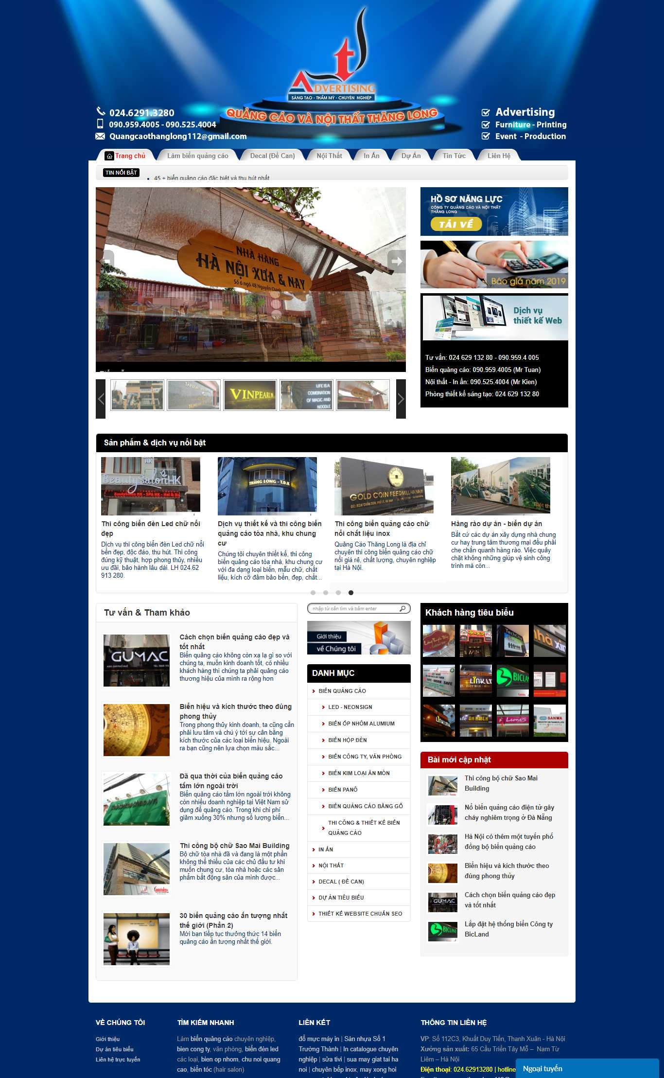 Thiết kế Web biển quảng cáo giá rẻ quangcaothanglong.vn