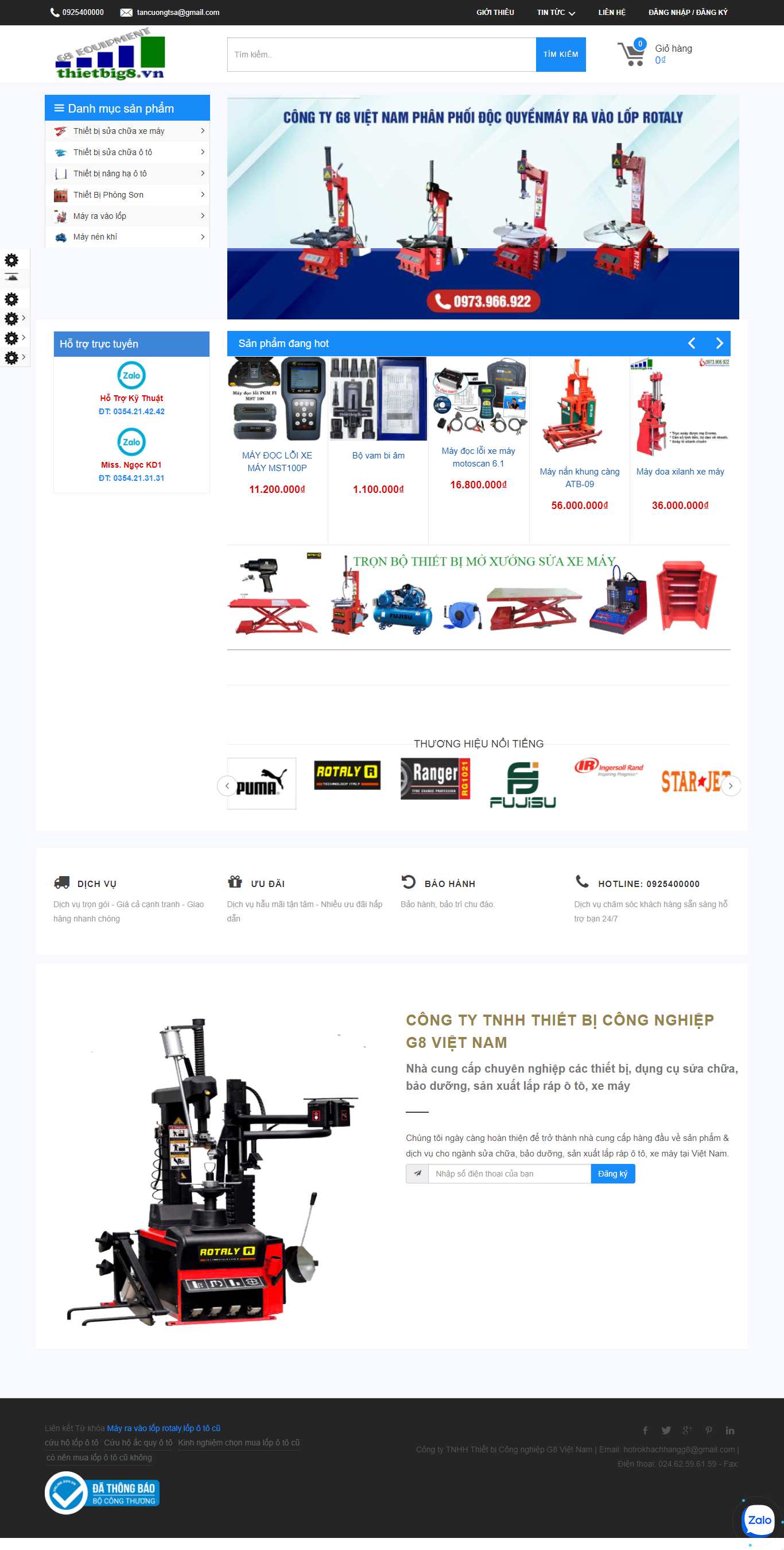 Thiết kế Web showroom sửa chữa ô tô, xe máy thietbig8.vn