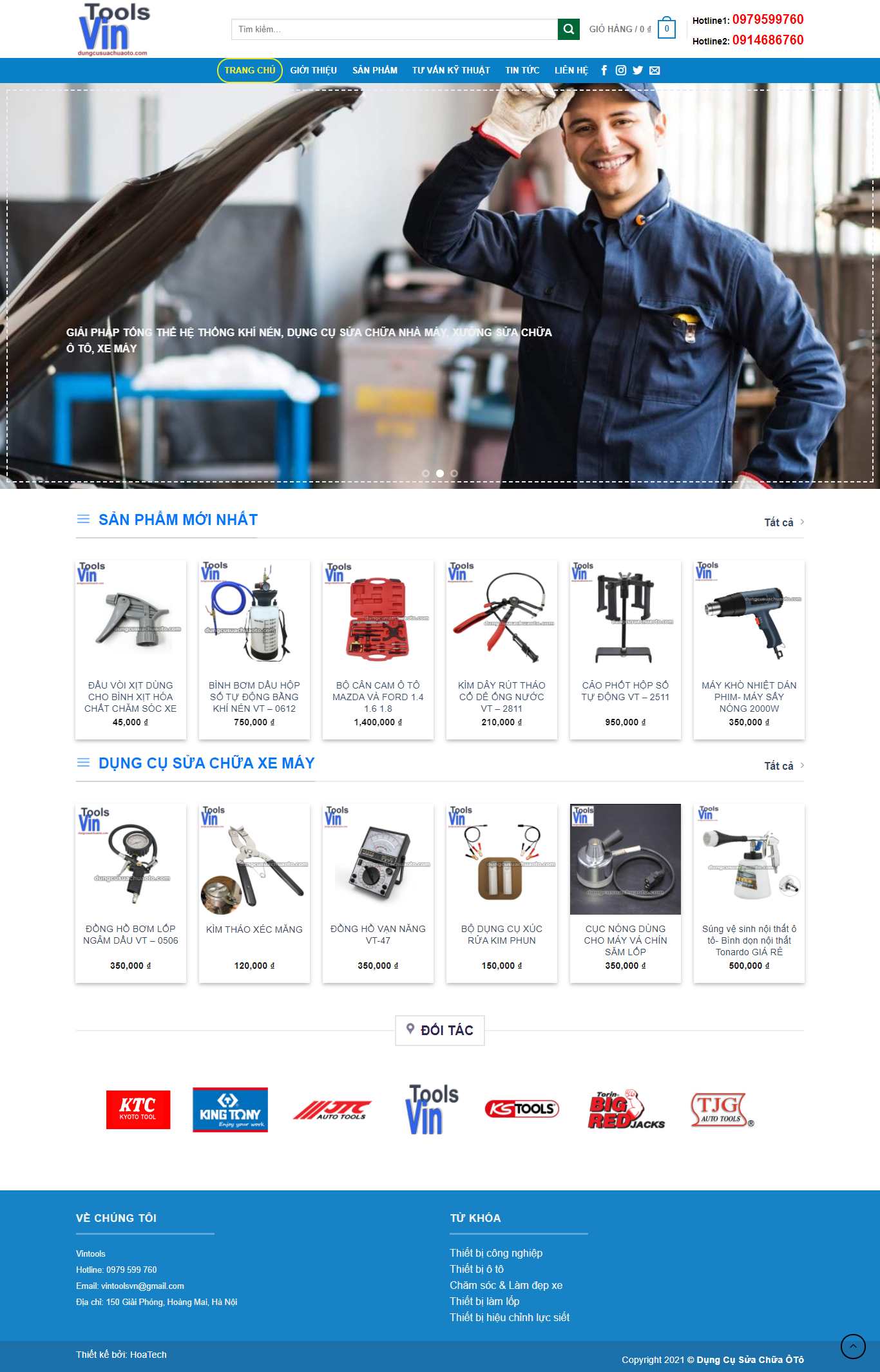 Thiết kế Web showroom sửa chữa ô tô, xe máy dungcusuachuaoto.com