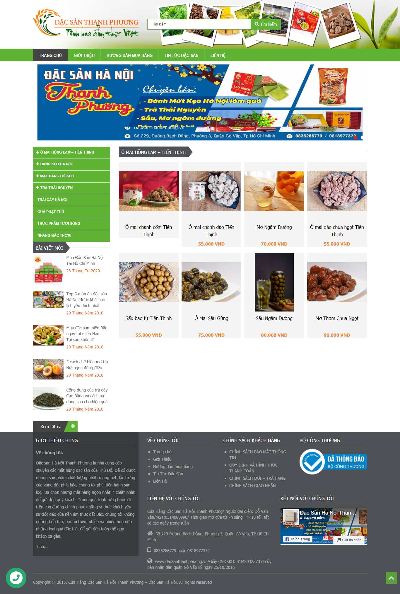 Thiết kế Web bán bánh cáy dacsanthanhphuong.vn