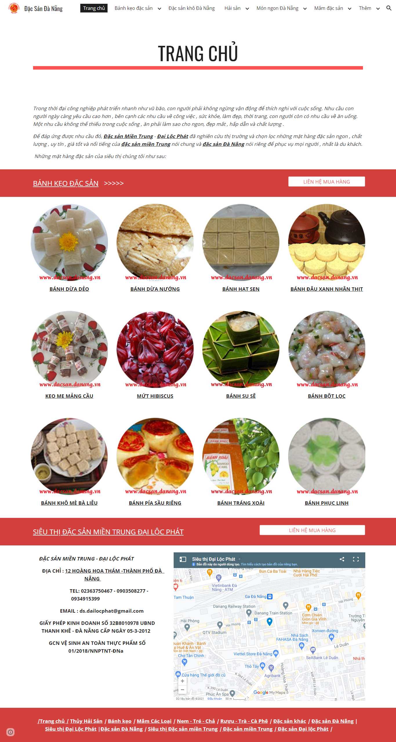 Thiết kế Web bán bánh cáy dacsan.danang.vn