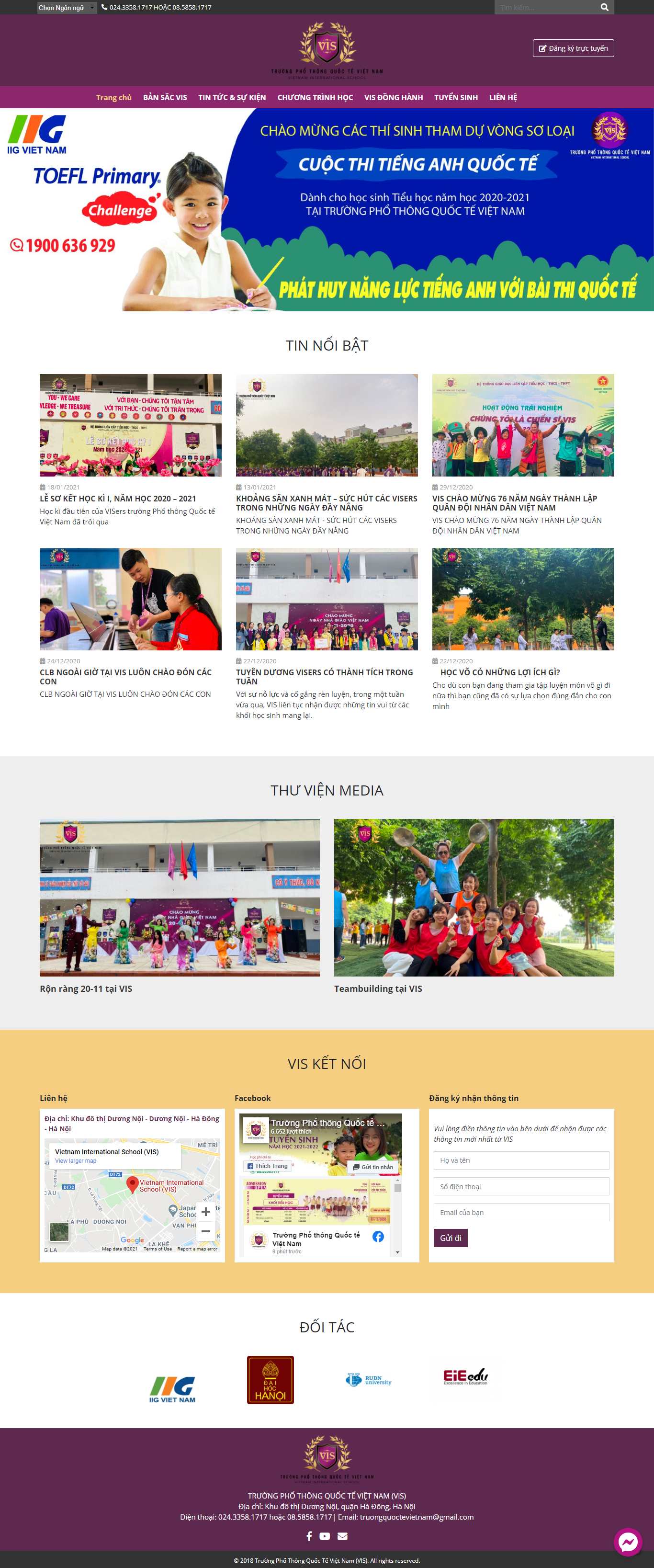 Thiết kế Web trung học phổ thông vis.edu.vn