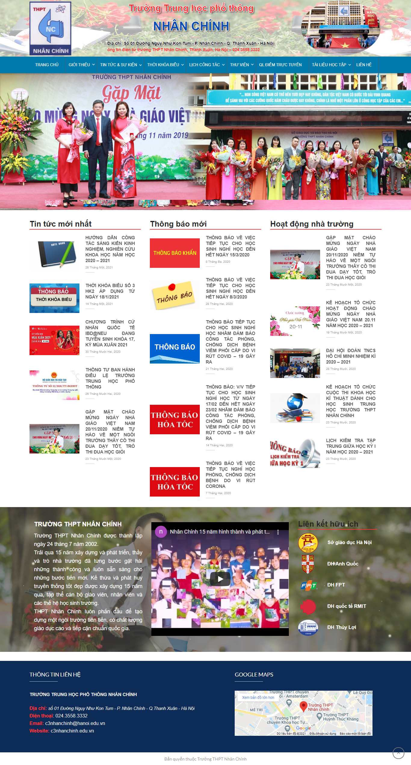 Thiết kế Web trung học cơ sở c3nhanchinh.edu.vn