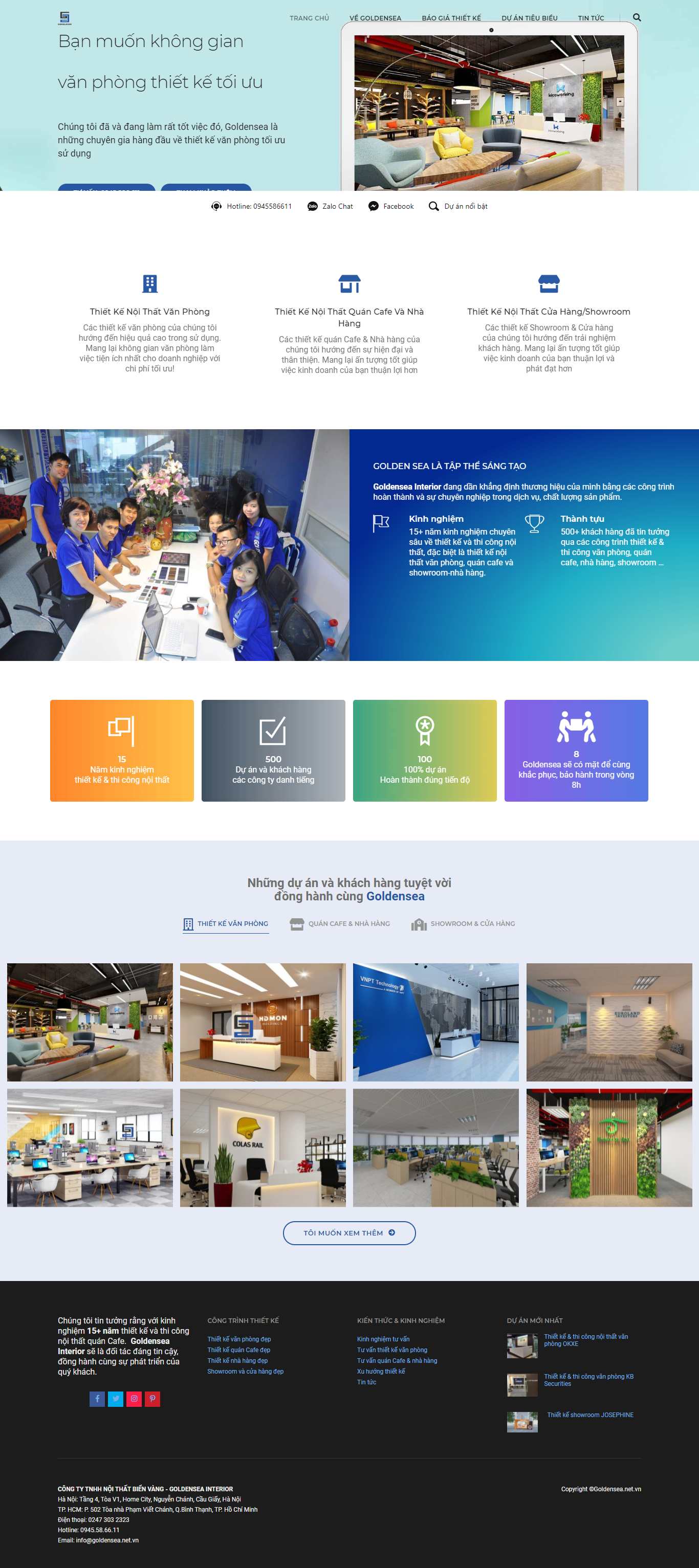 Thiết kế Web văn phòng chia sẻ goldensea.net.vn