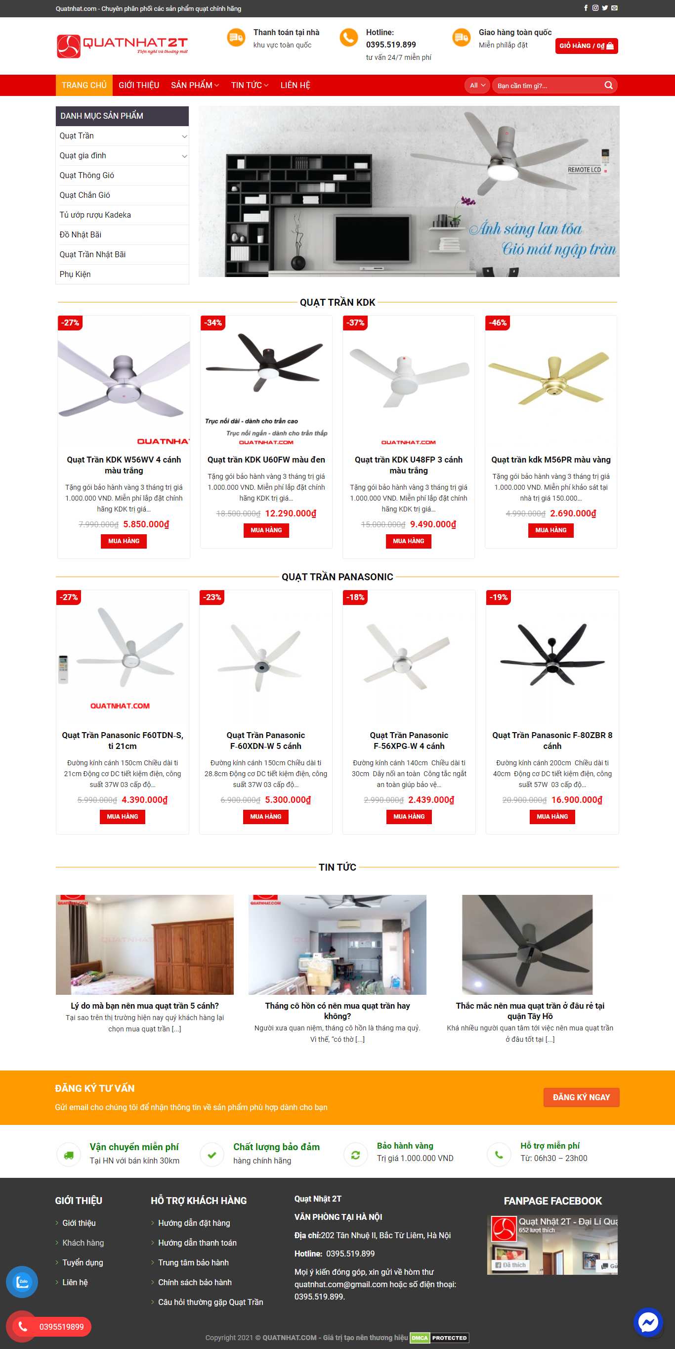 Thiết kế Web bán quạt trần quatnhat.com