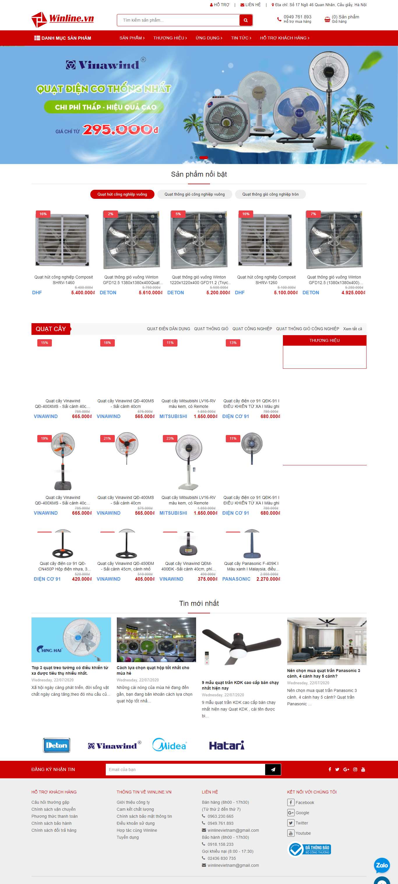 Thiết kế Web bán quạt trần winline.vn