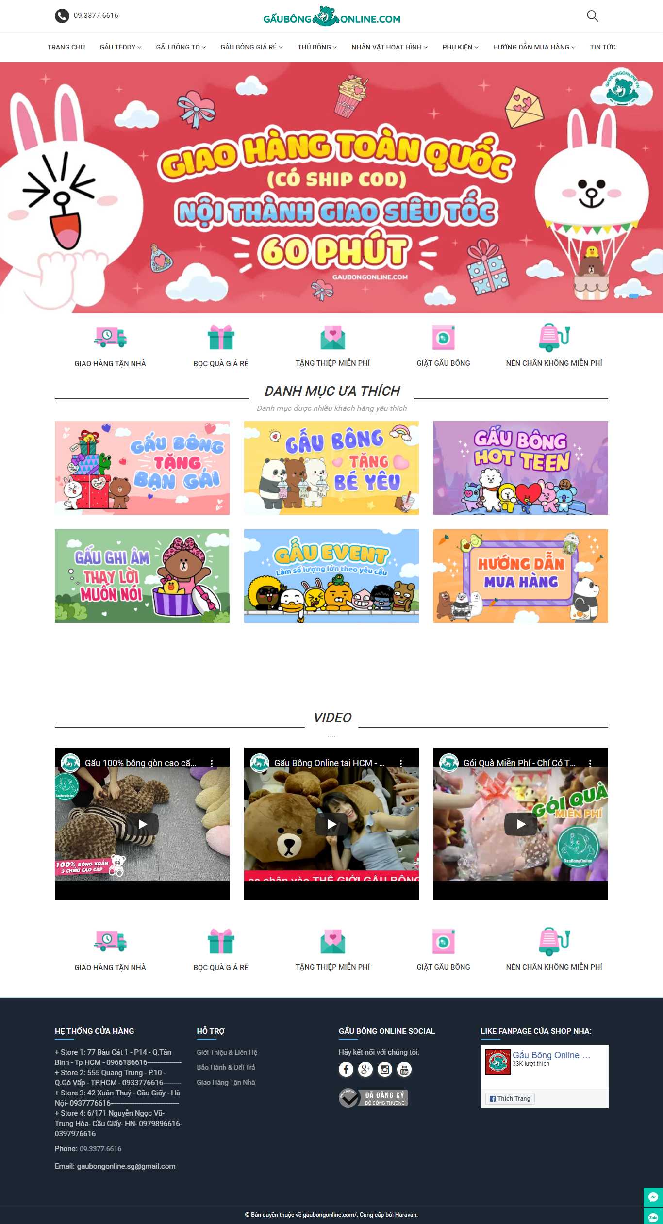Thiết kế Web thú nhồi bông gaubongonline.com