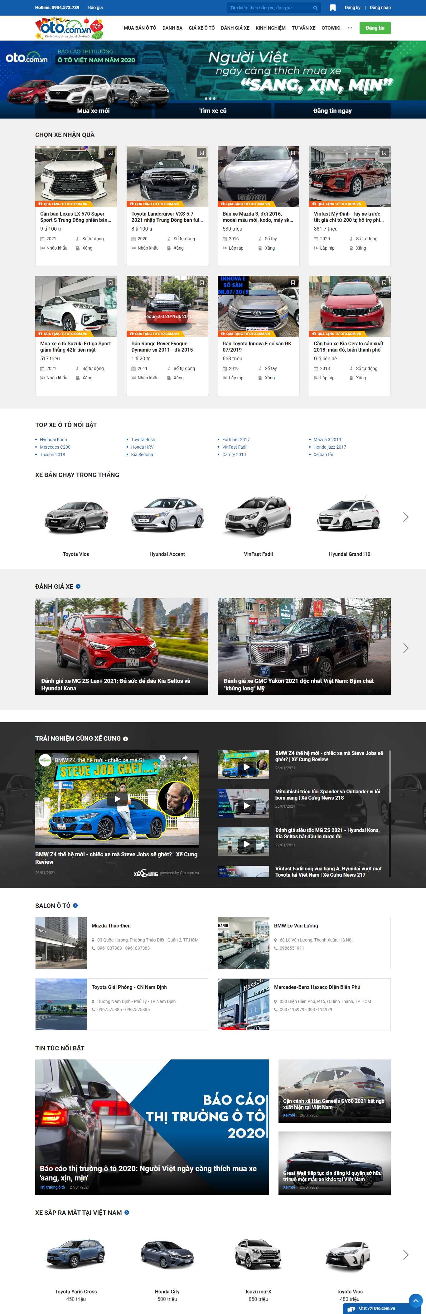 Thiết kế Web bán xe ô tô oto.com.vn