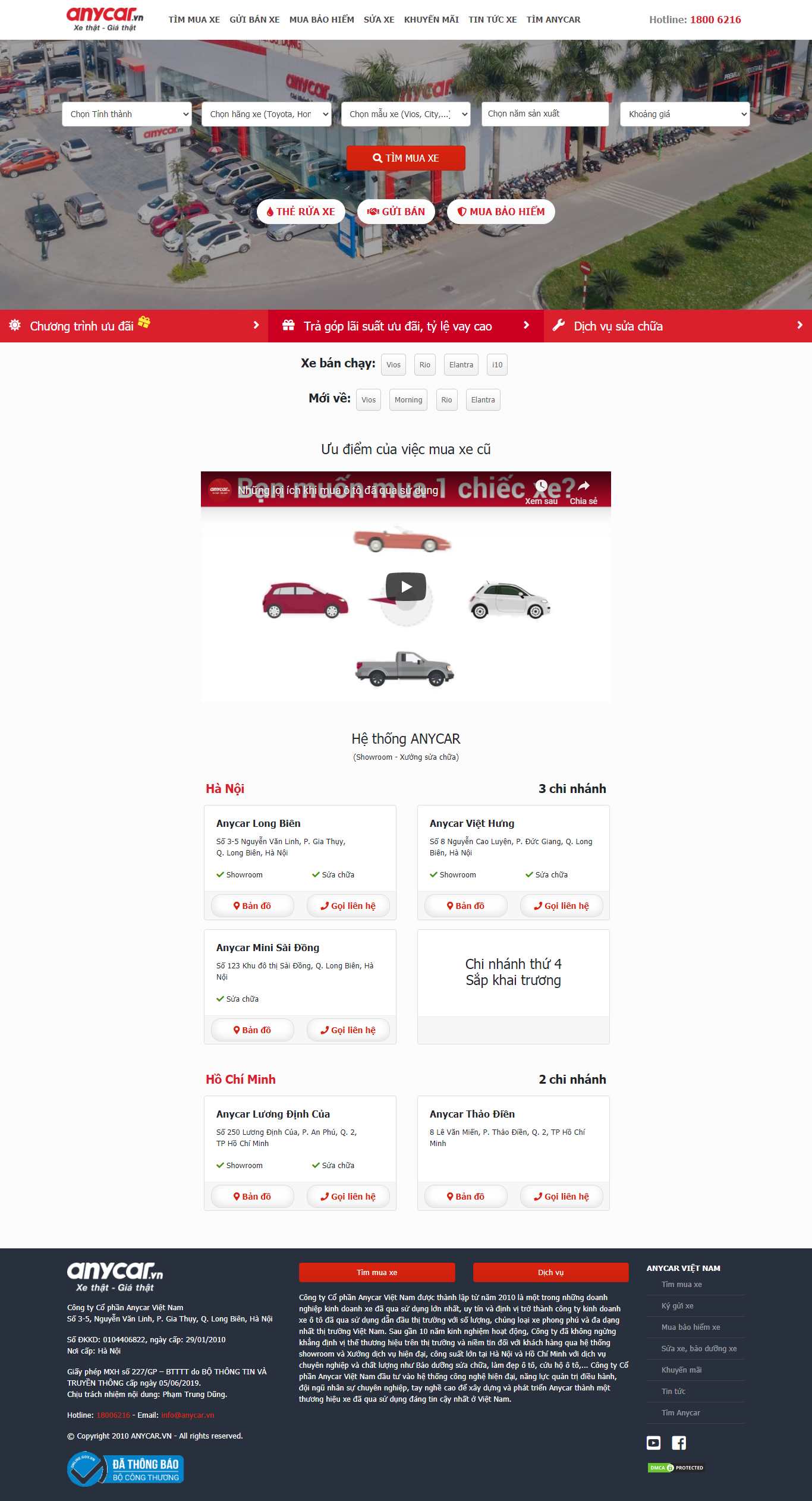 Thiết kế Web bán xe ô tô anycar.vn