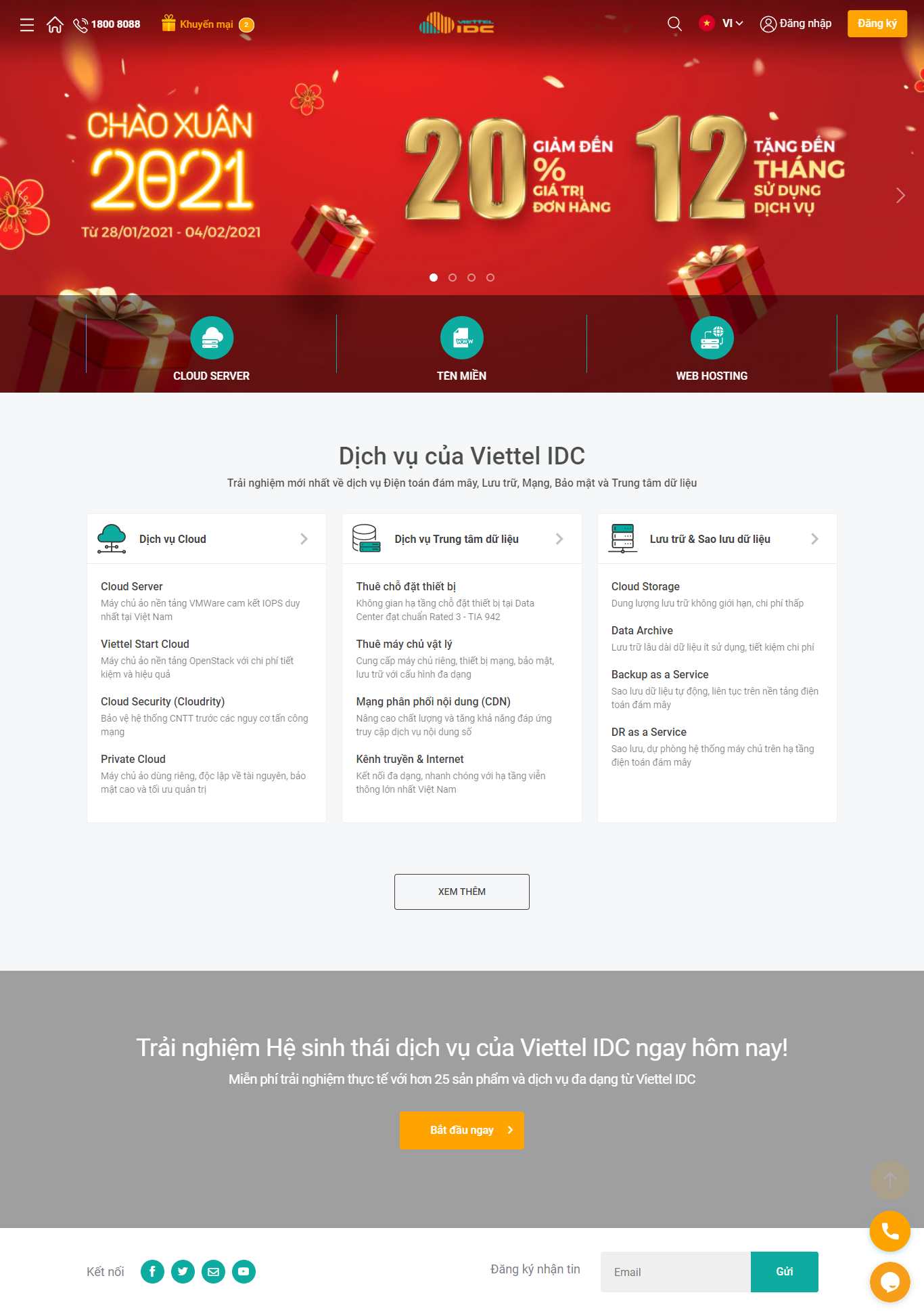 Thiết kế Web bán tên miền viettelidc.com.vn