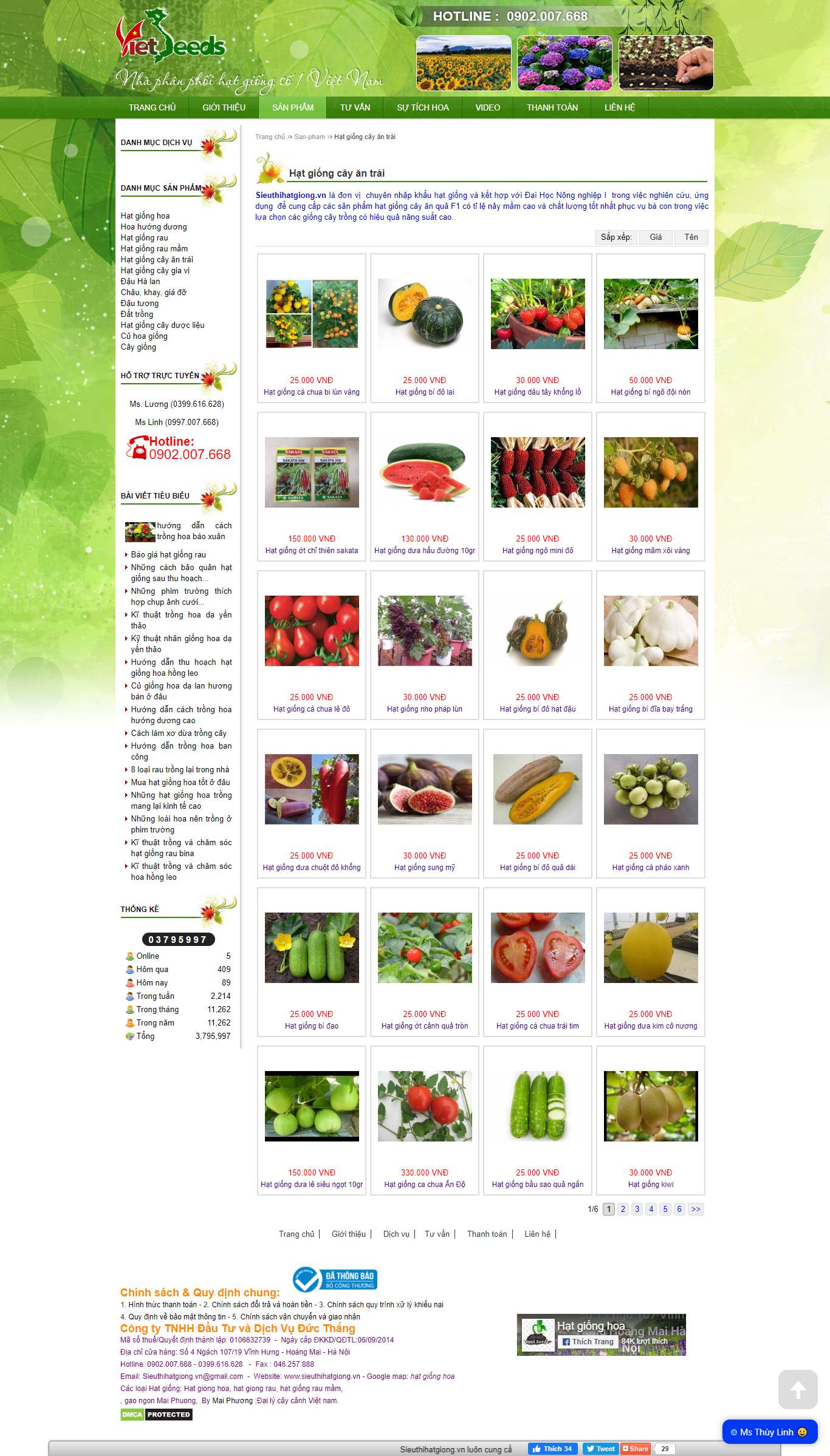 Thiết kế Web bán hạt giống cây trồng sieuthihatgiong.vn