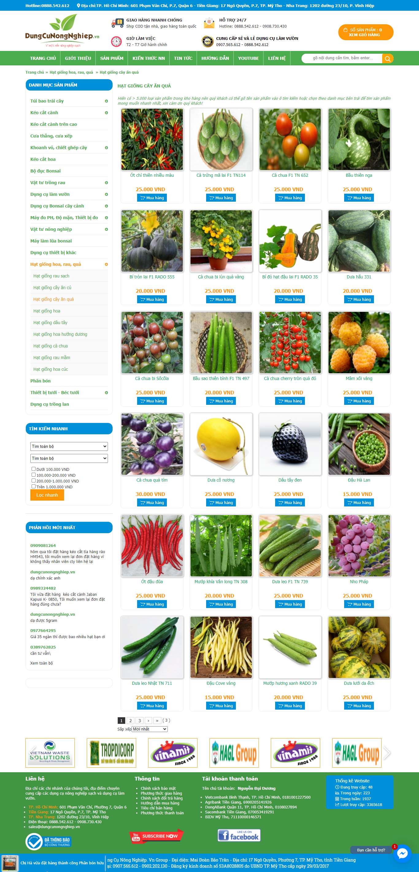 Thiết kế Web bán hạt giống cây trồng dungcunongnghiep.vn