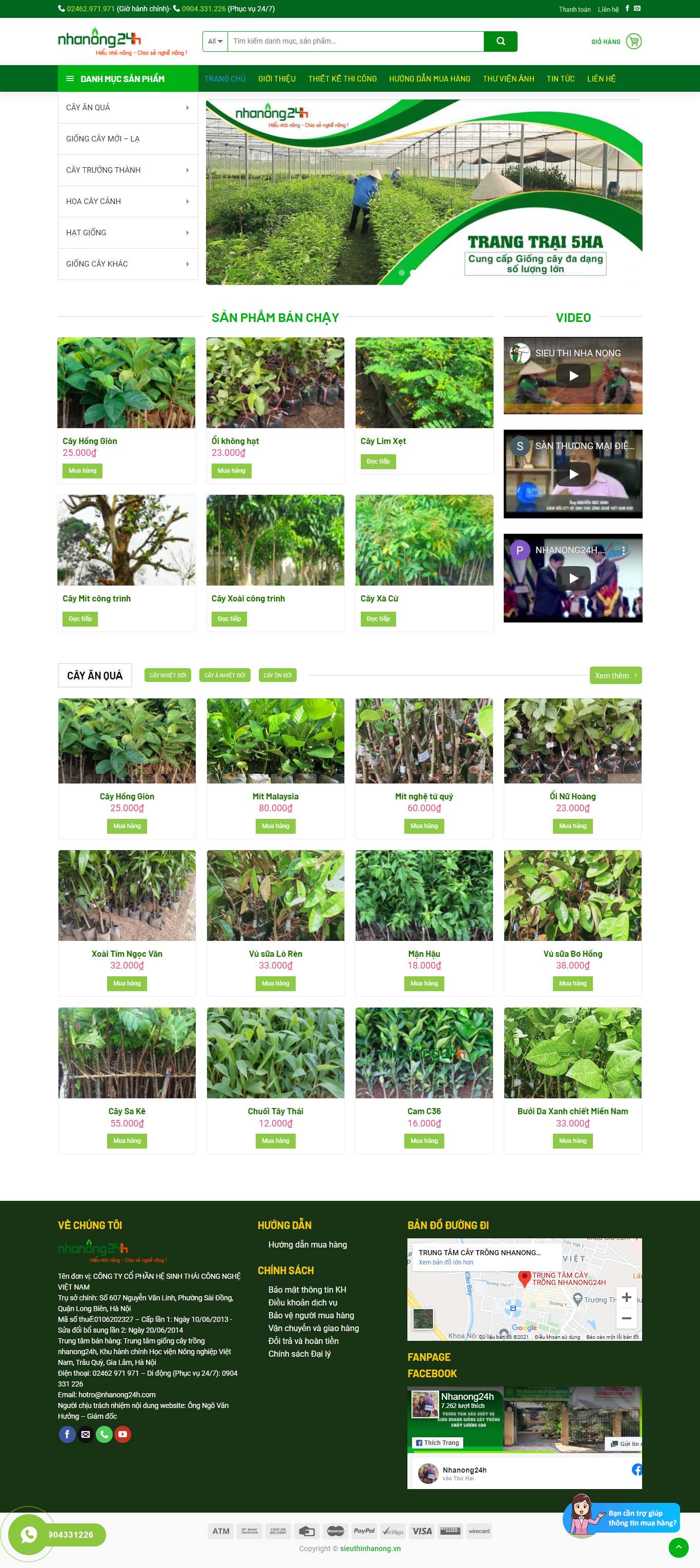 Thiết kế Web bán giống cây trồng sieuthinhanong.vn