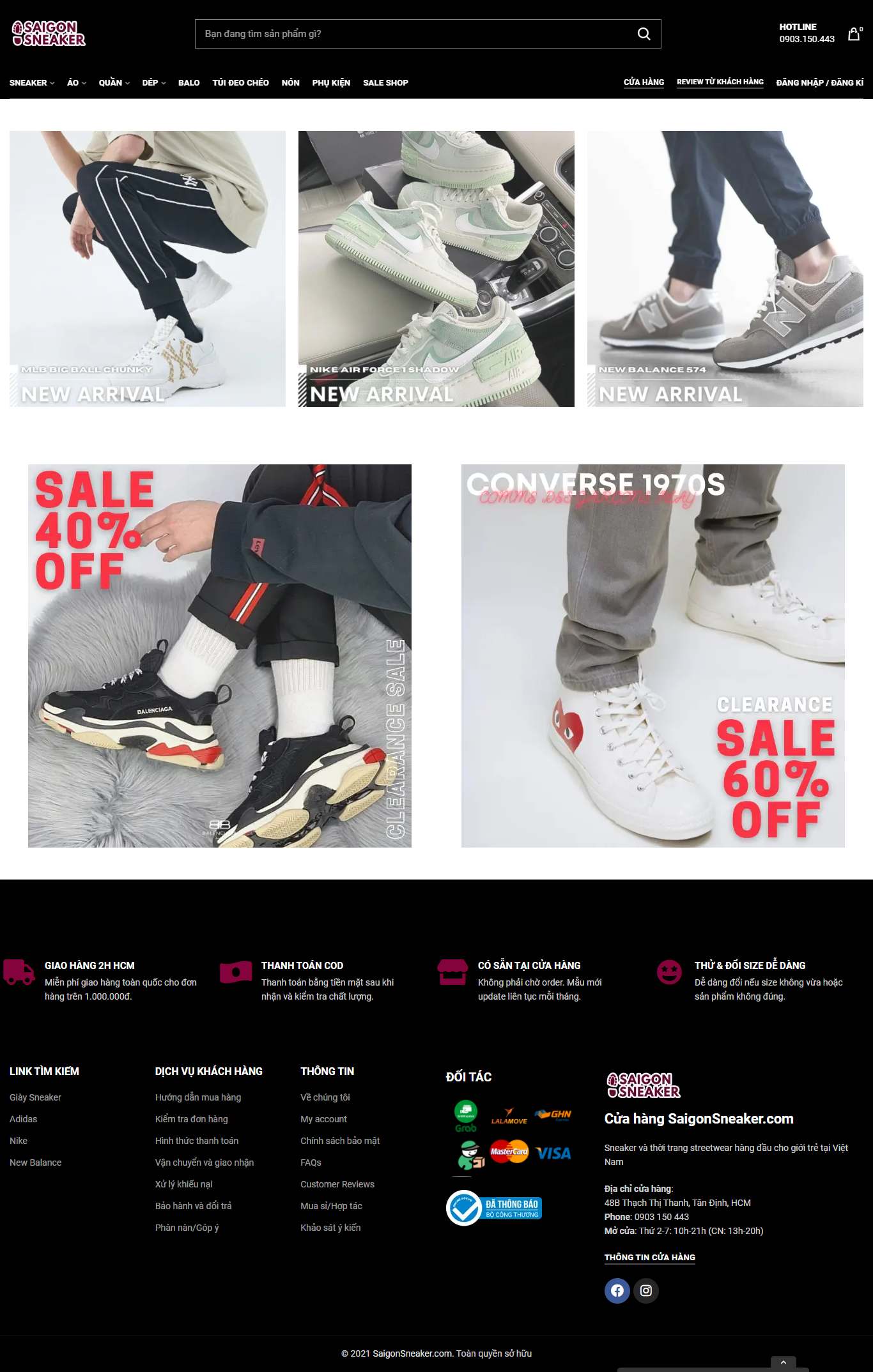 Thiết kế Web bán giày thể thao saigonsneaker.com