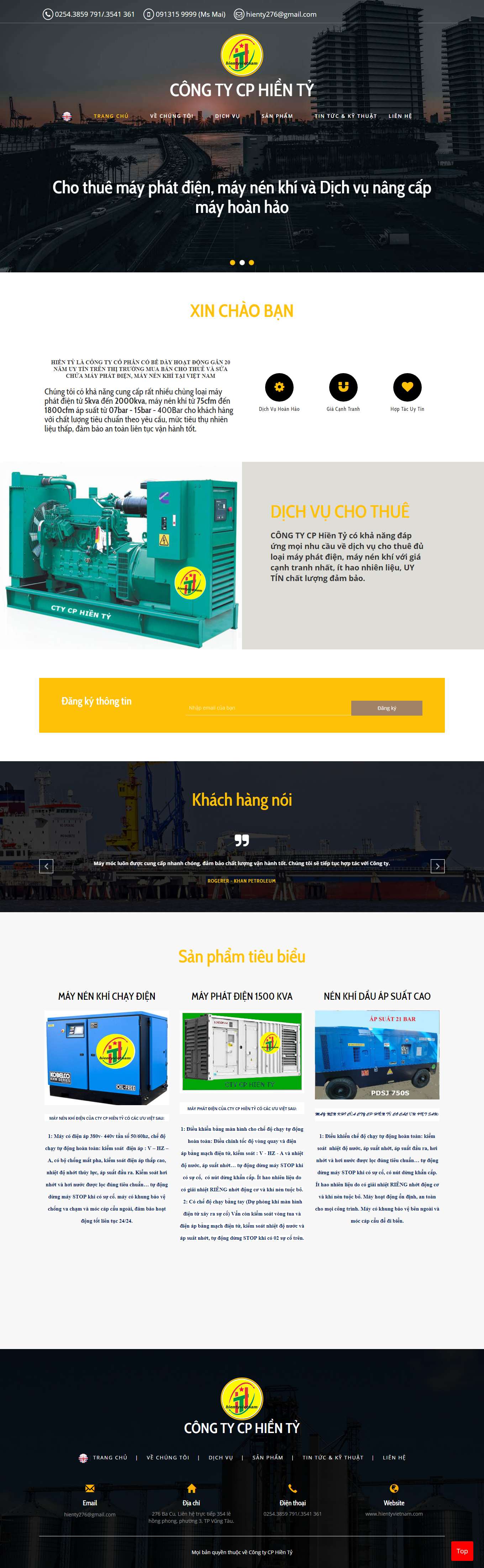 Thiết kế Web bán máy phát điện hientyvietnam.com