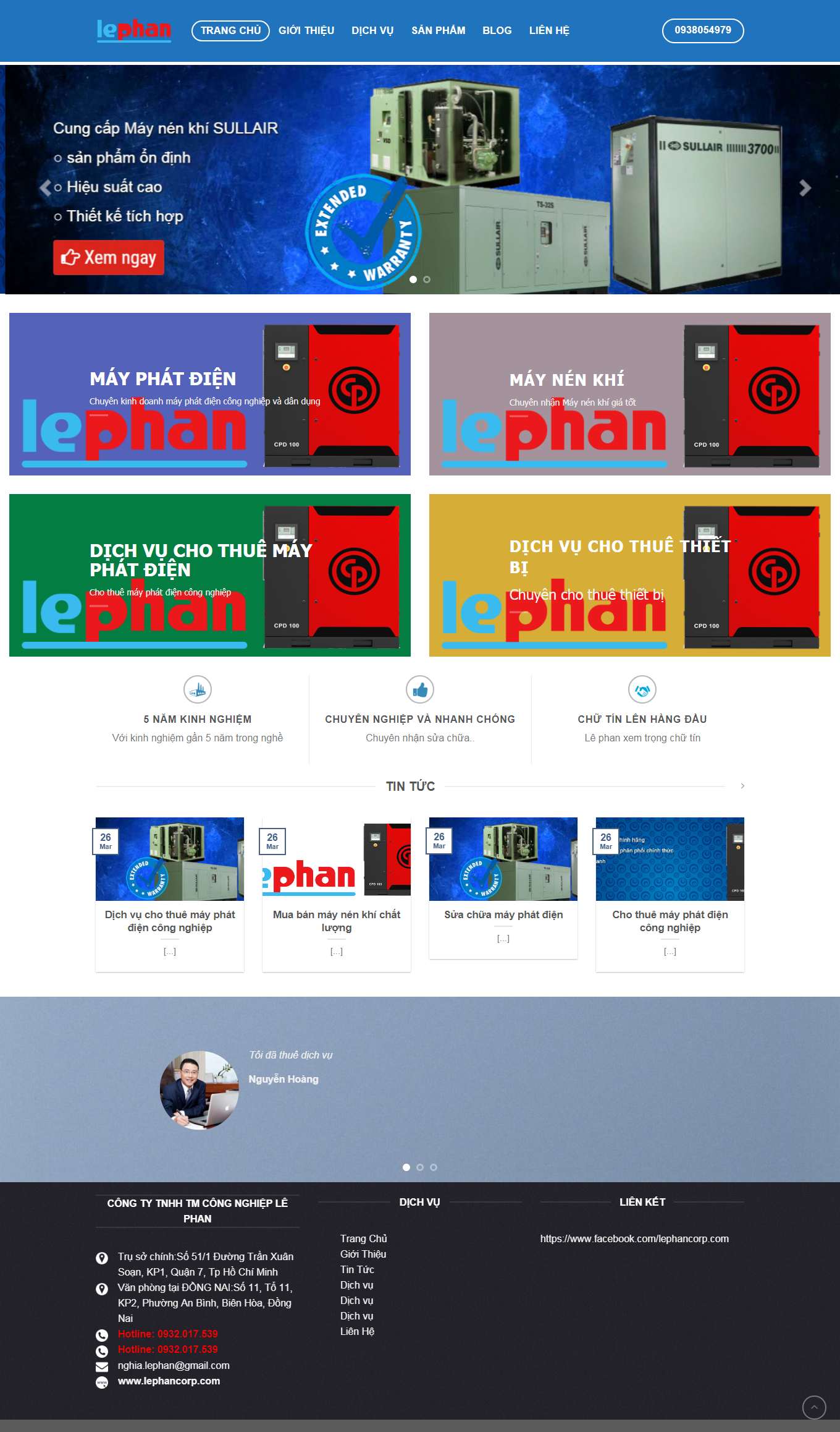 Thiết kế Web bán máy phát điện lephancorp.com
