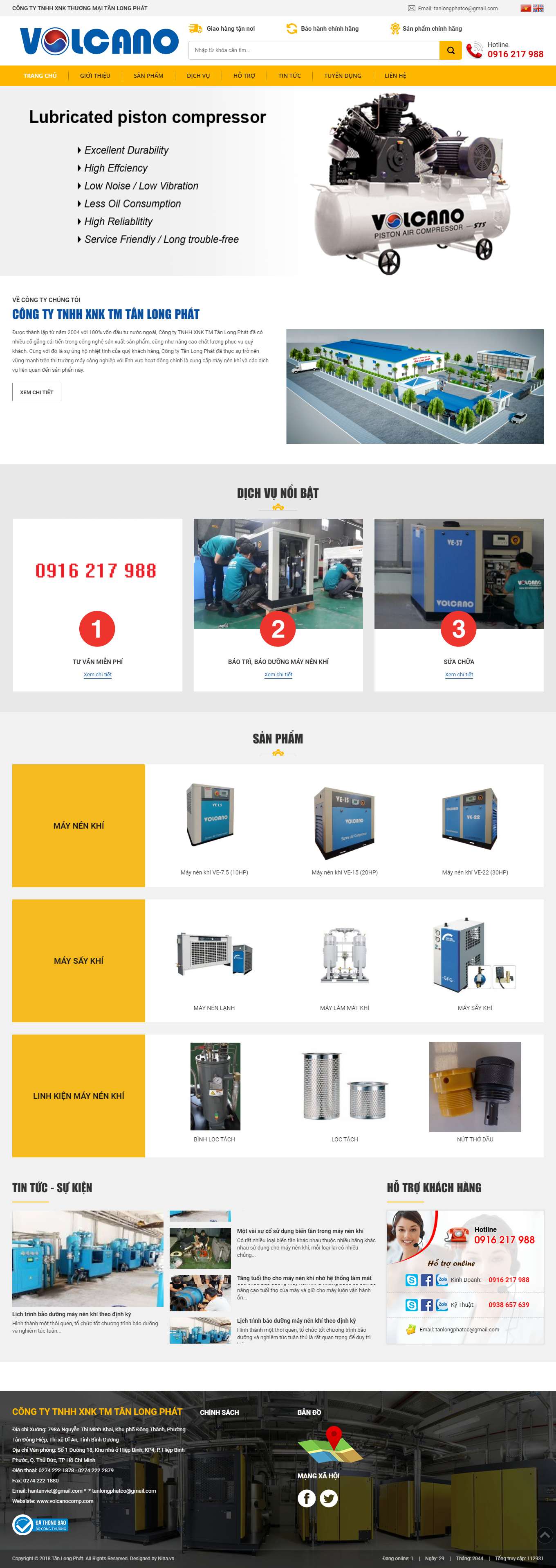 Thiết kế Web máy nén khí volcanocomp.com