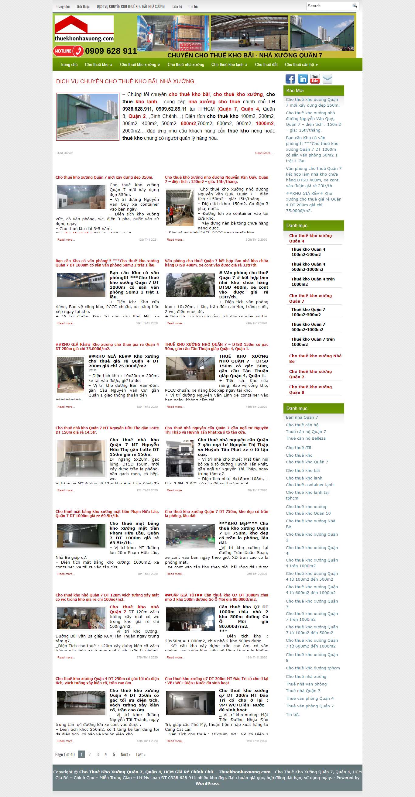 Thiết kế Web cho thuê nhà xưởng, kho bãi thuekhonhaxuong.com