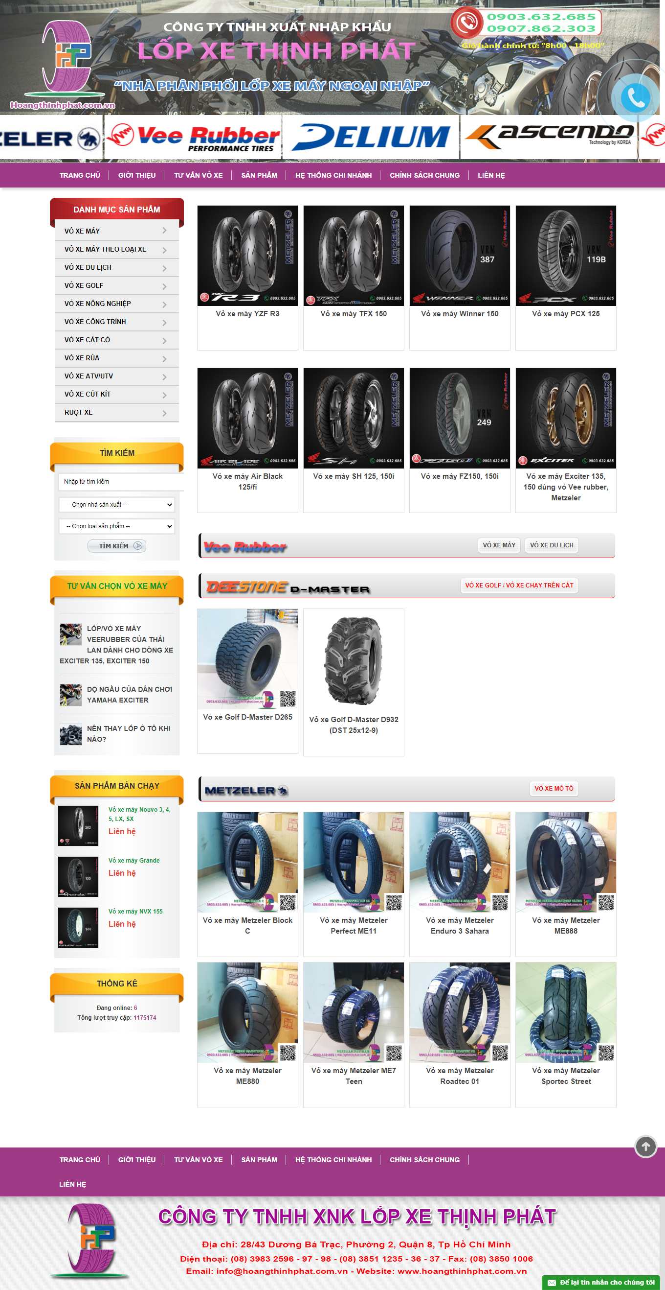 Thiết kế Web bán lốp xe máy, ô tô hoangthinhphat.com.vn