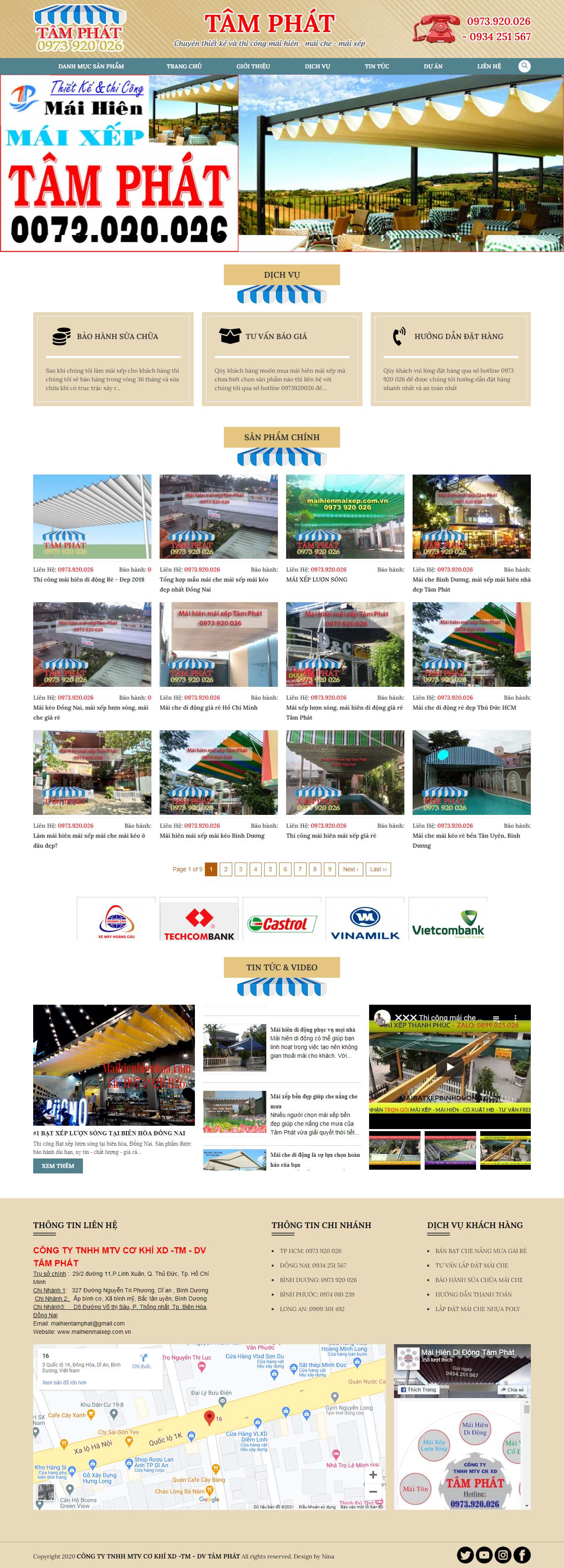 Thiết kế Web bán mái che di động maihienmaixep.com.vn