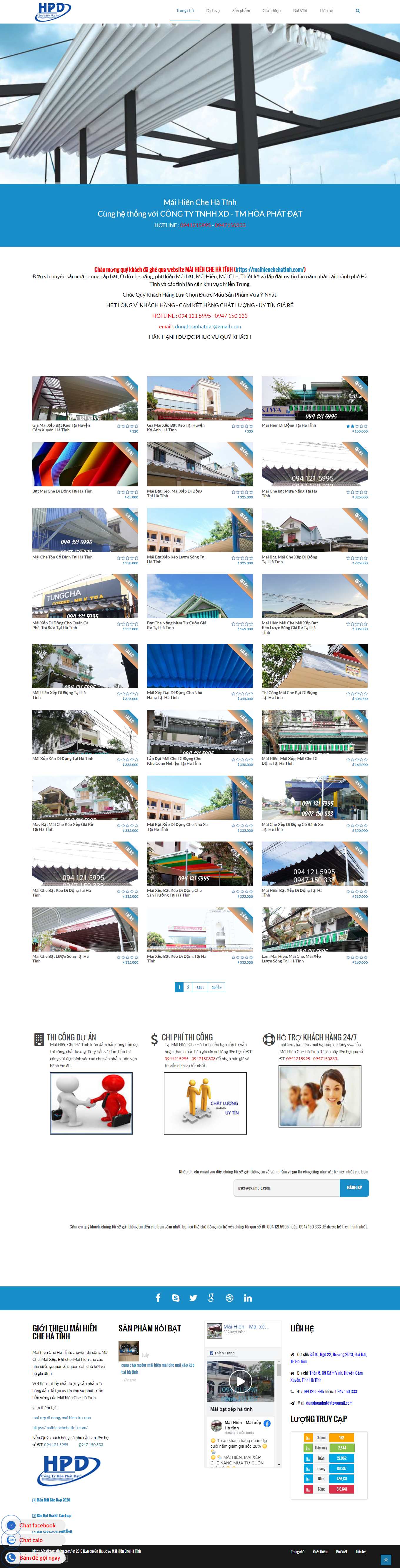 Thiết kế Web bán mái hiên di động maihienchehatinh.com