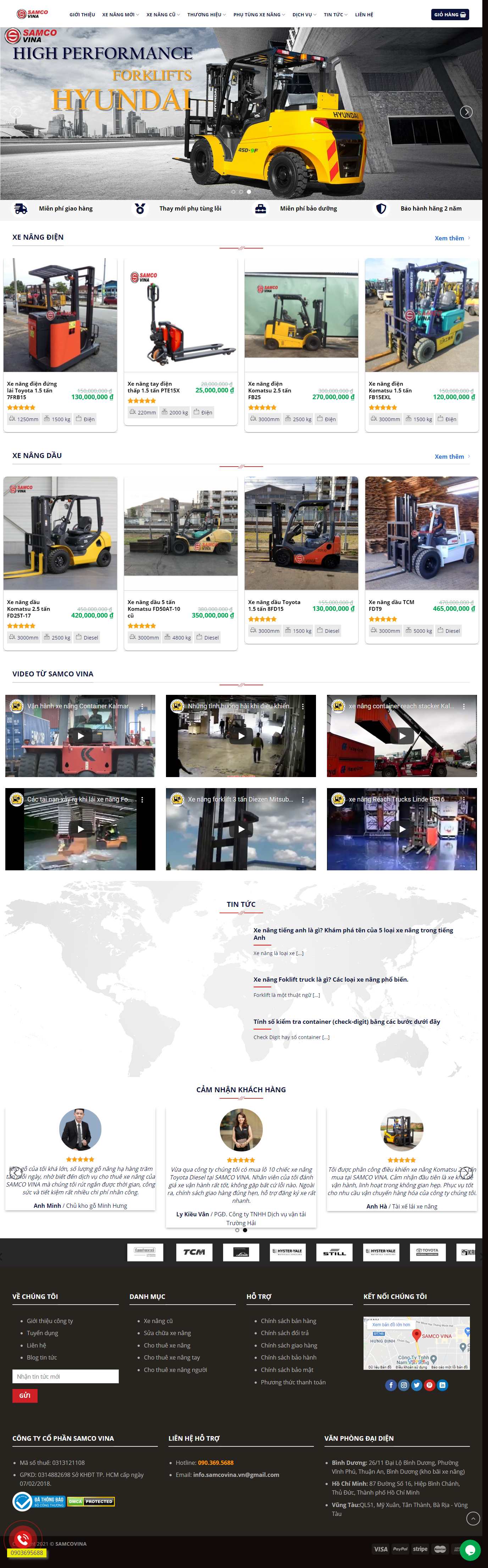Thiết kế Web bán xe nâng hàng samcovina.vn