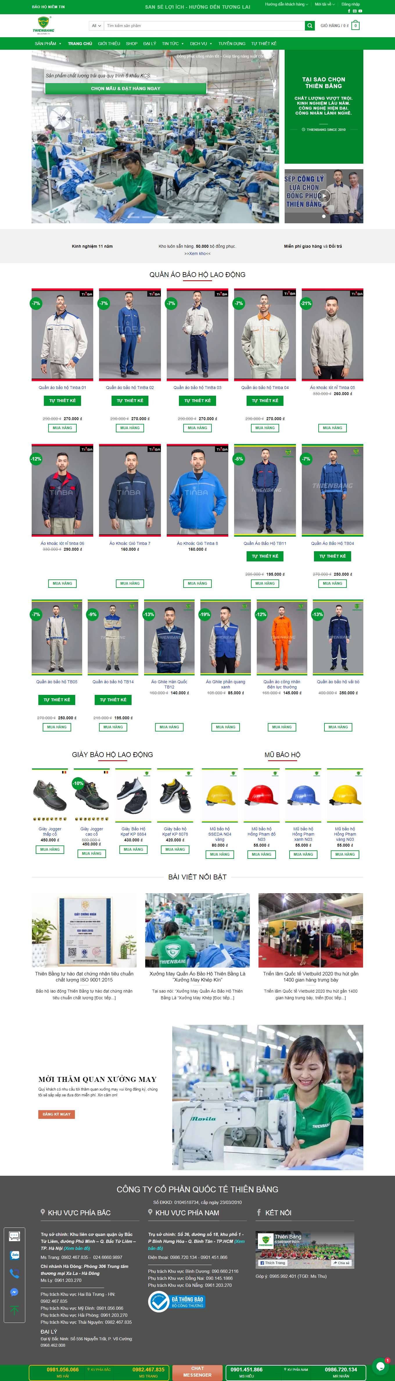 Thiết kế Web giày bảo hộ thienbang.com