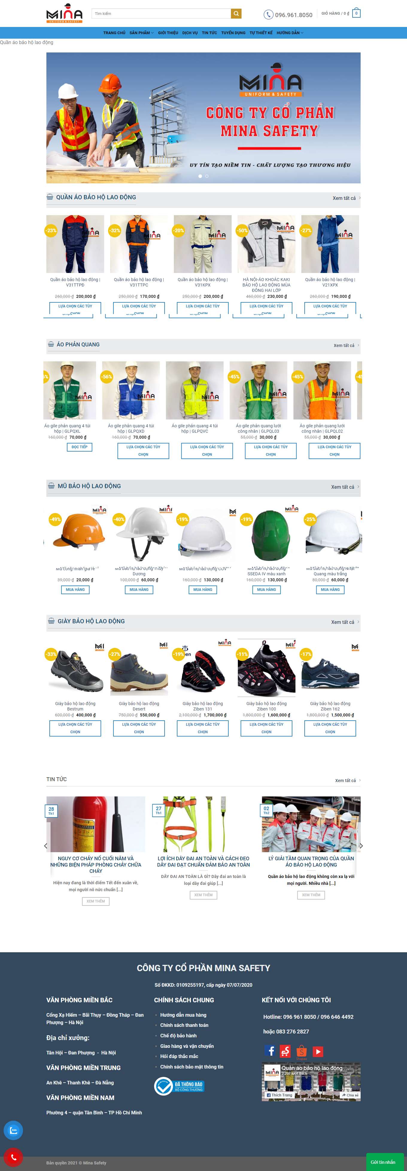 Thiết kế Web giày bảo hộ minasafety.com