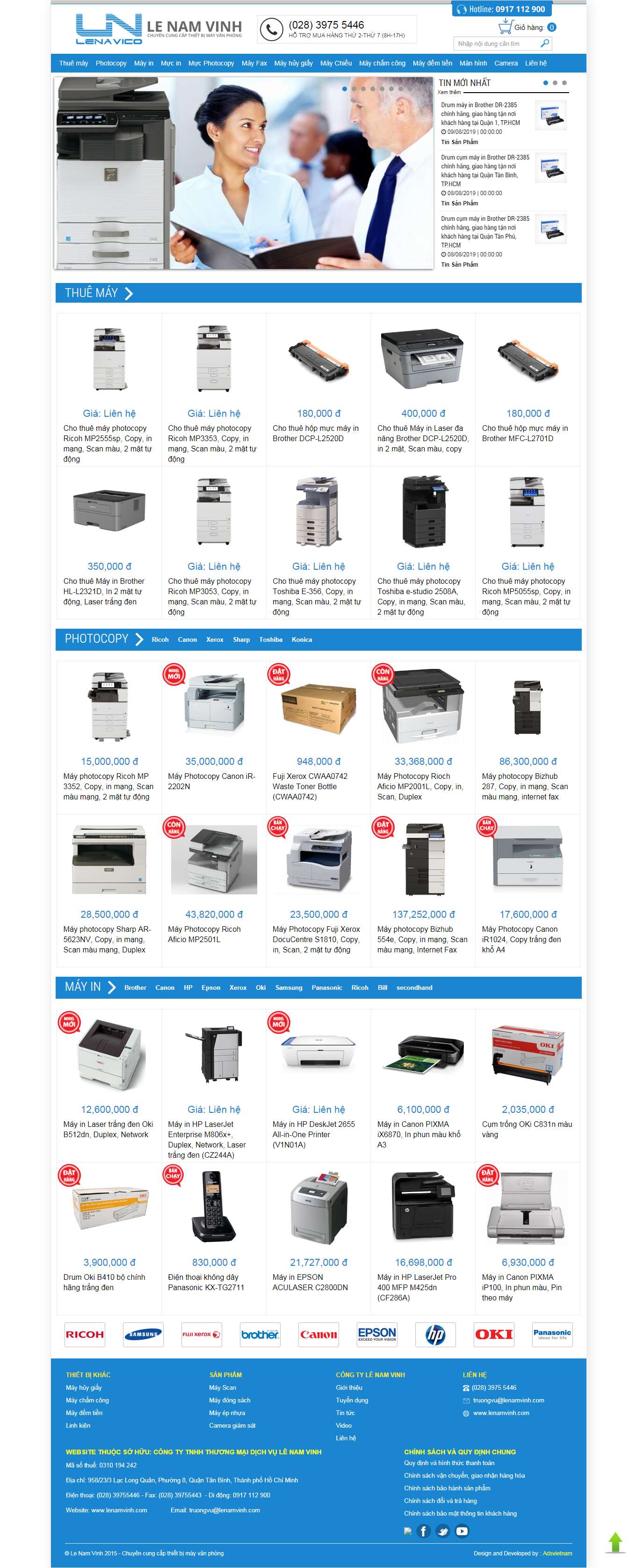 Thiết kế Web bán máy photocopy lenamvinh.com