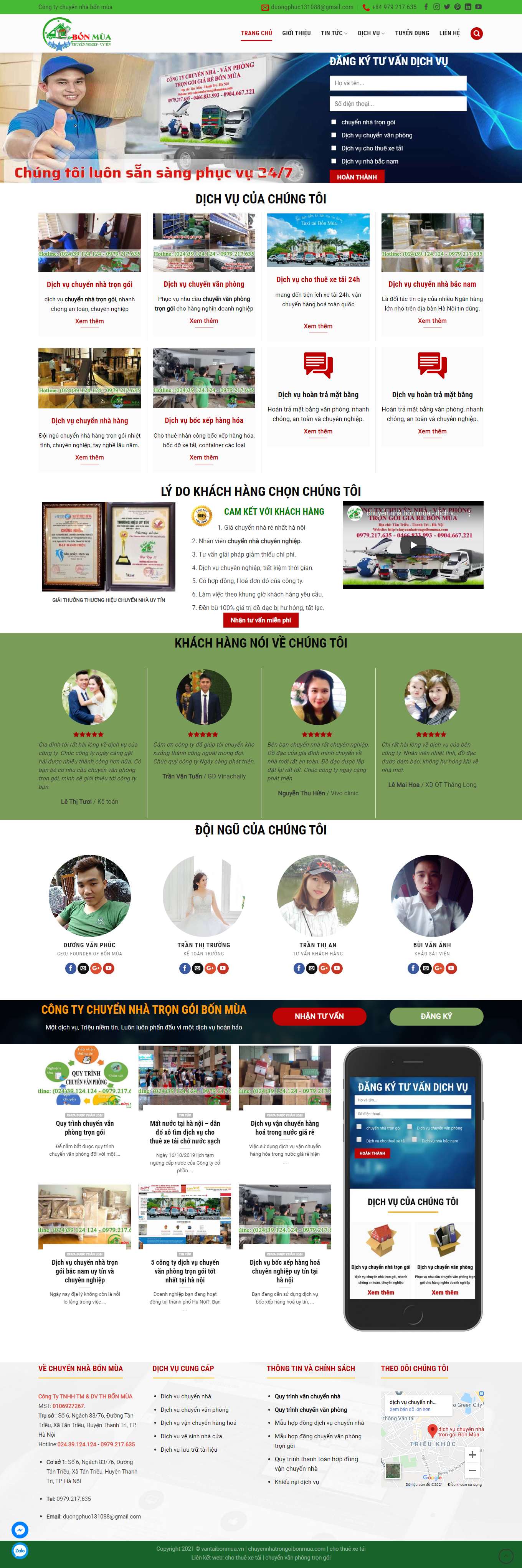 Thiết kế Web thuê xe tải chuyennhatrongoibonmua.com