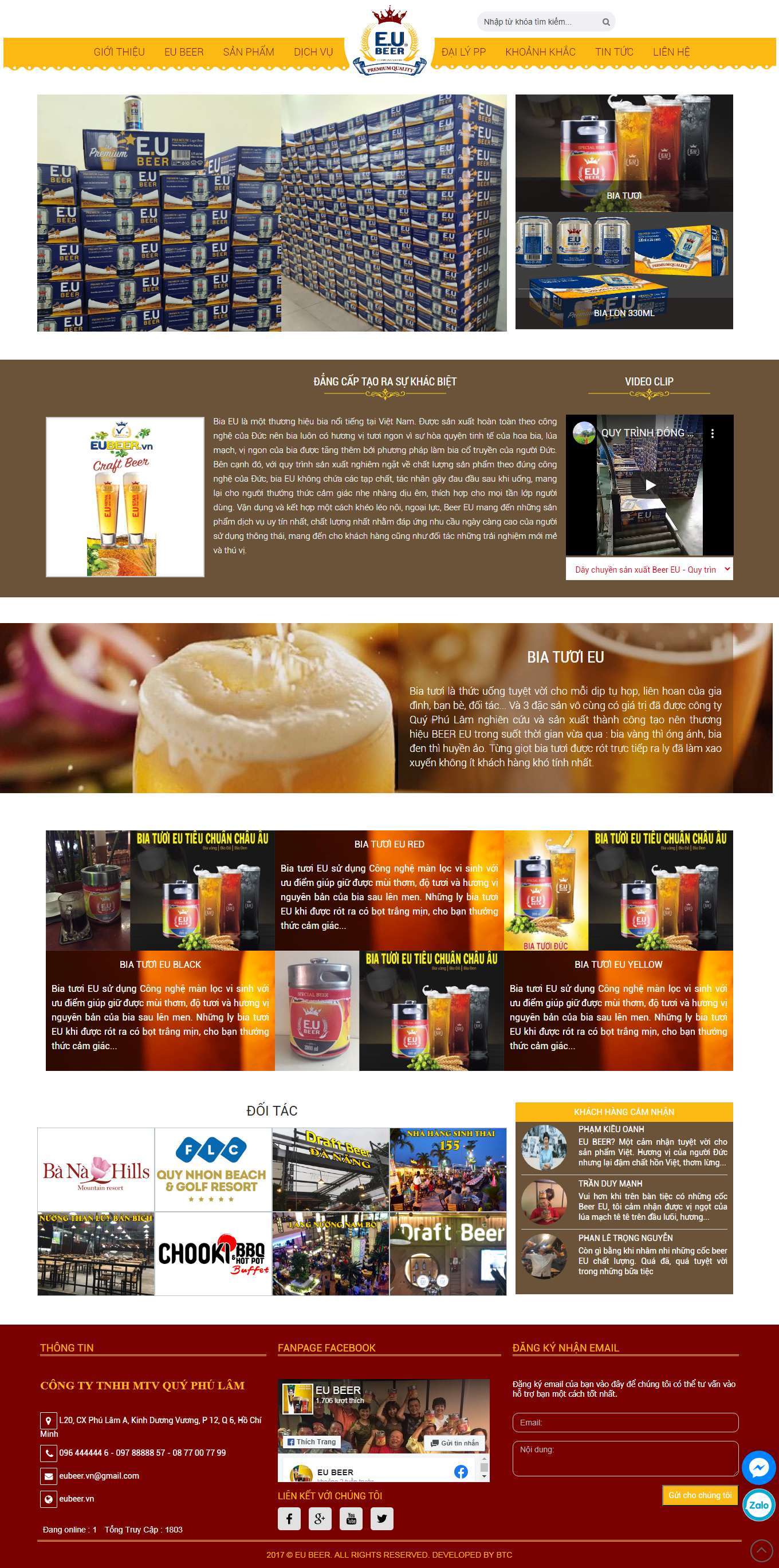 Thiết kế Web công ty bia eubeer.vn